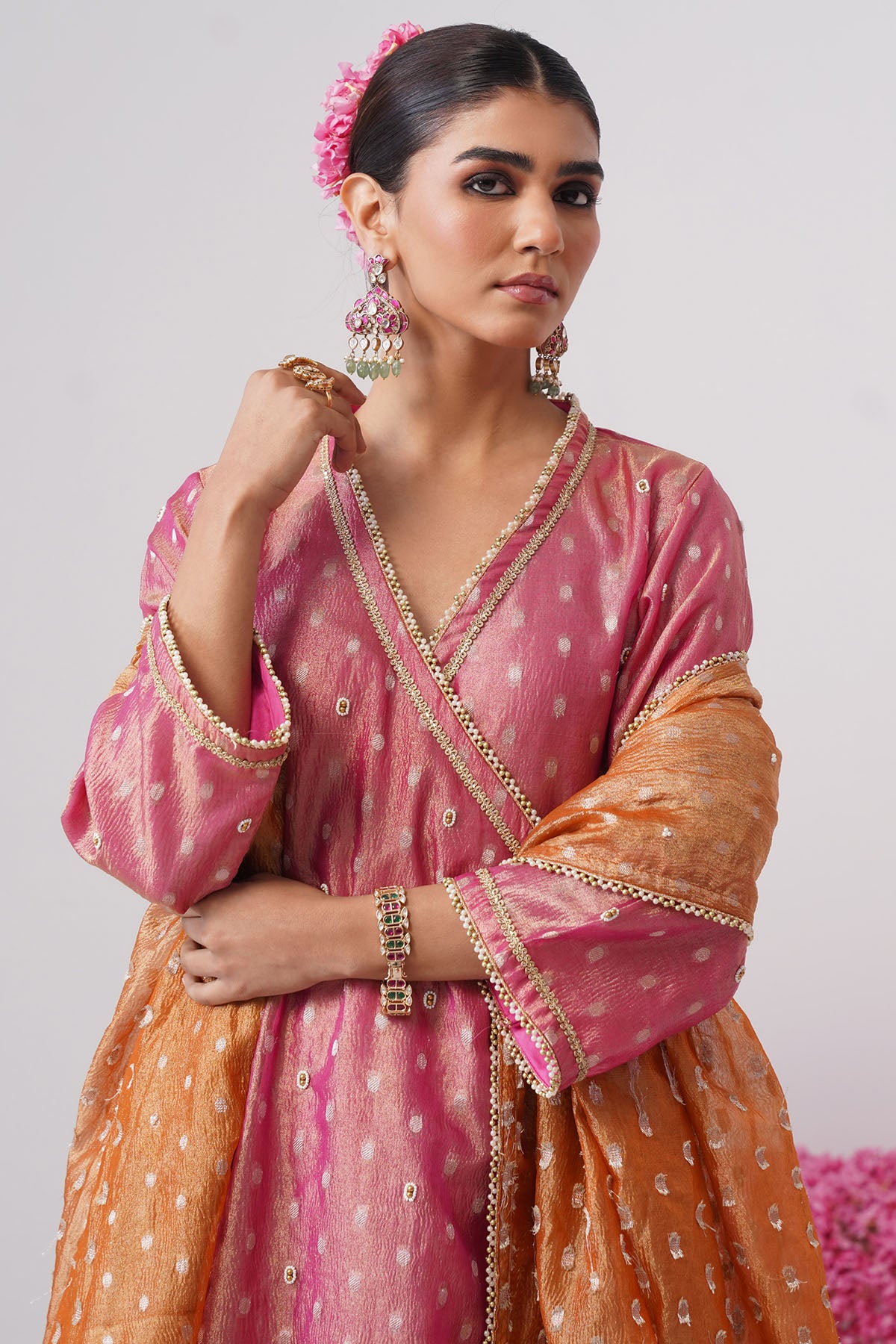Pink Pearl Embroidery Kurta Set