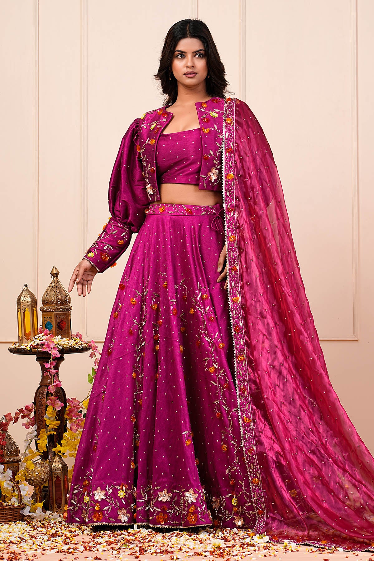 Pink Pearl Lehenga Set & Jacket