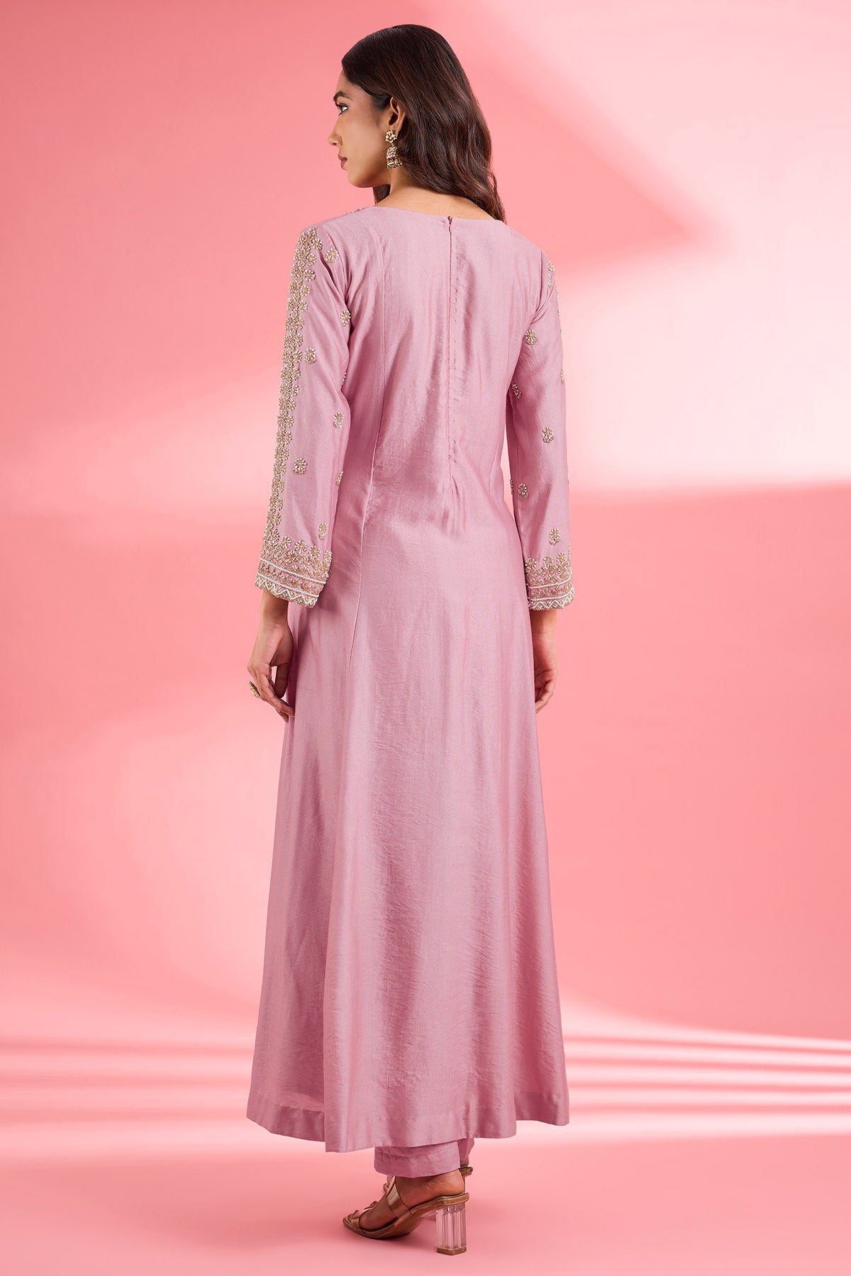 Pink Pearl & Sequins Kurta Set