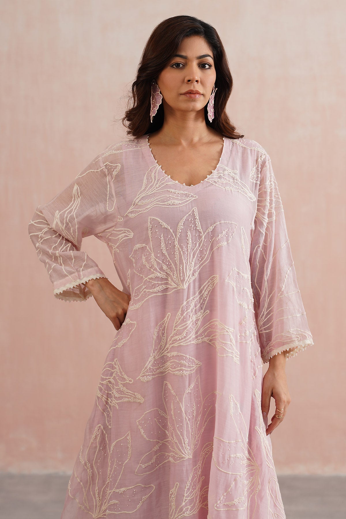 Pink Pearl Work Kurta & Pants