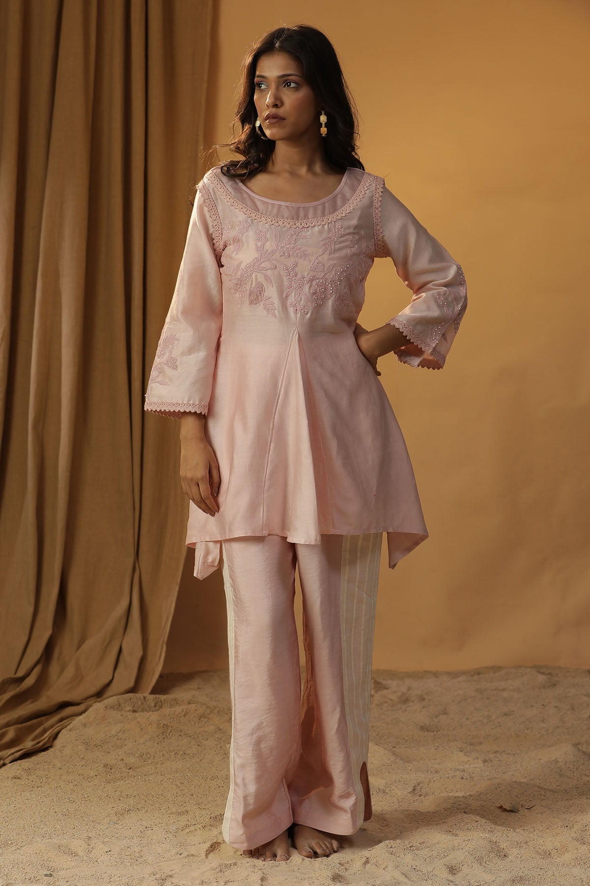 Arpita Sulakshana Pink Pearl Work Top & Pants for women online at ScrollnShops