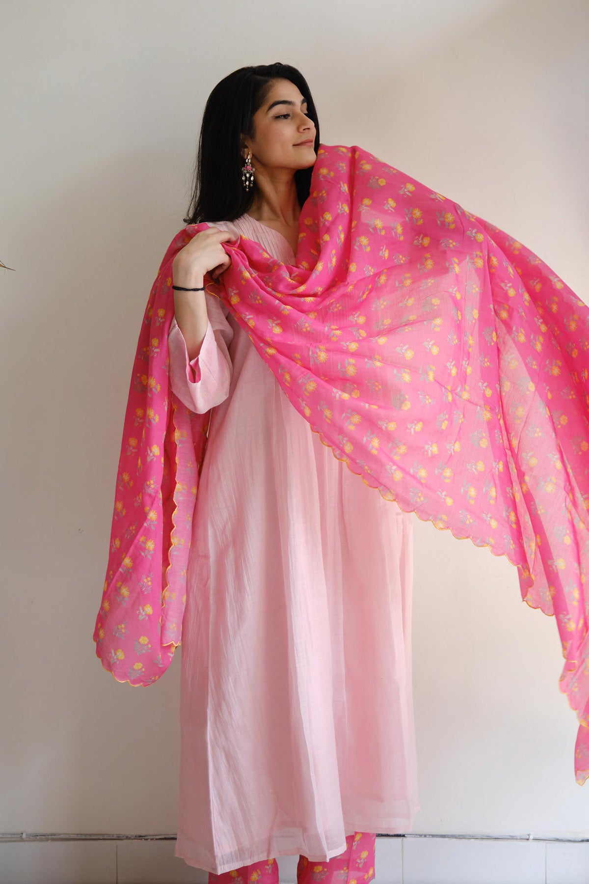 Pink Pintuck Detail Kurta Set