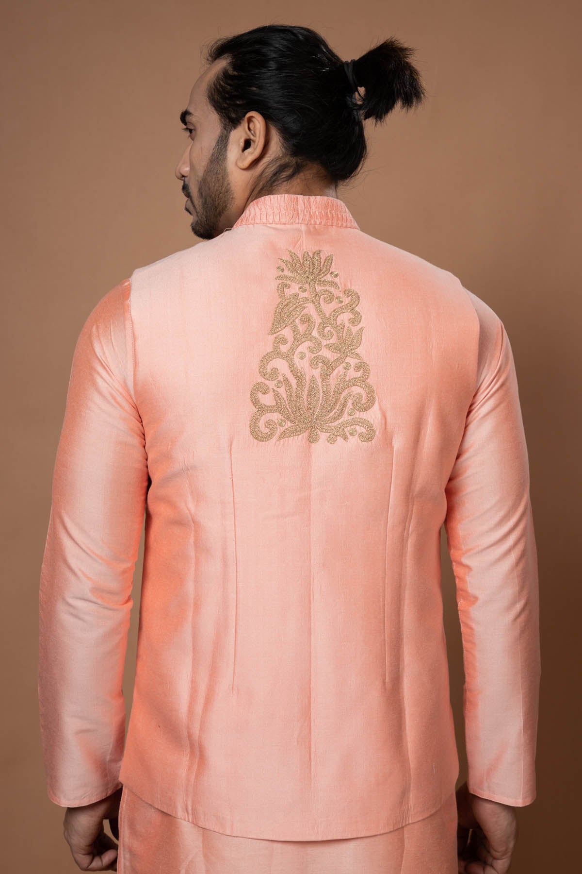 Pink Pintuck Embroidered Bundi