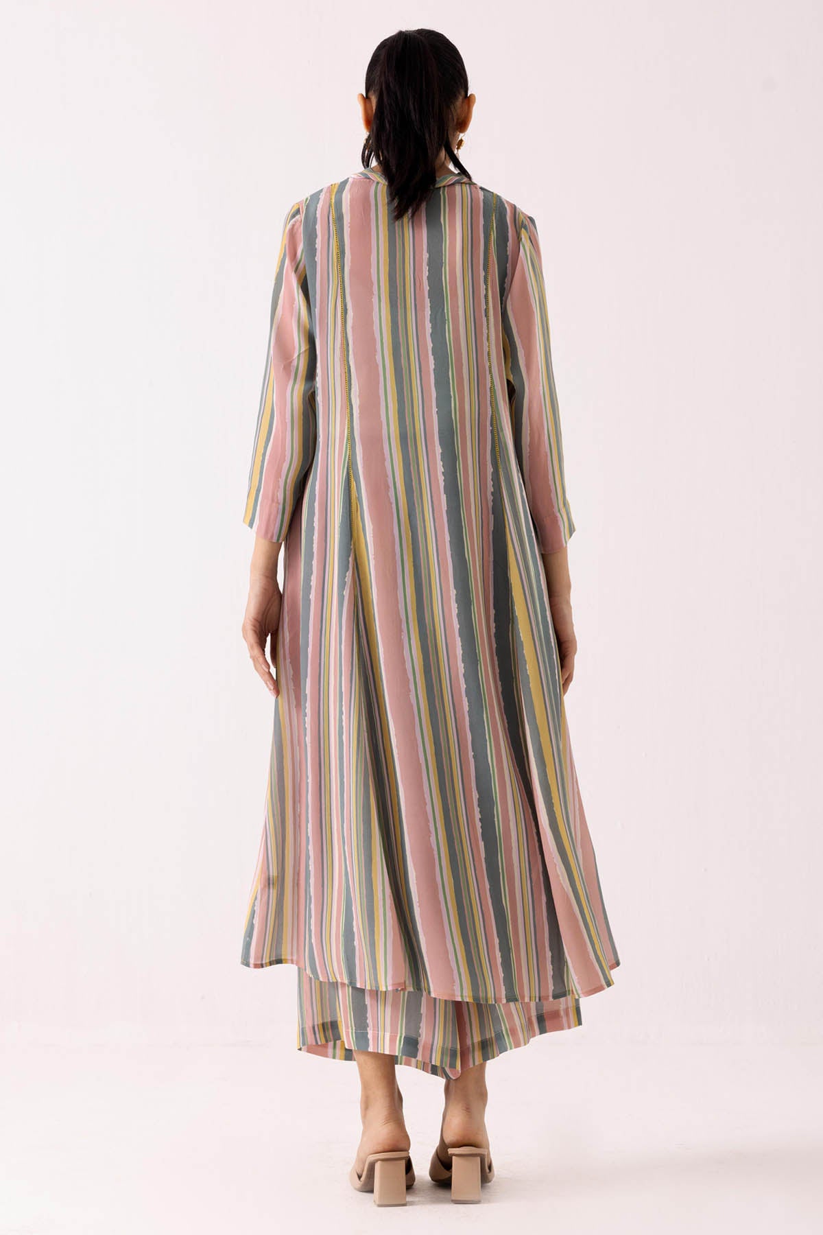 Pink Pintuck Flare Kurta Set