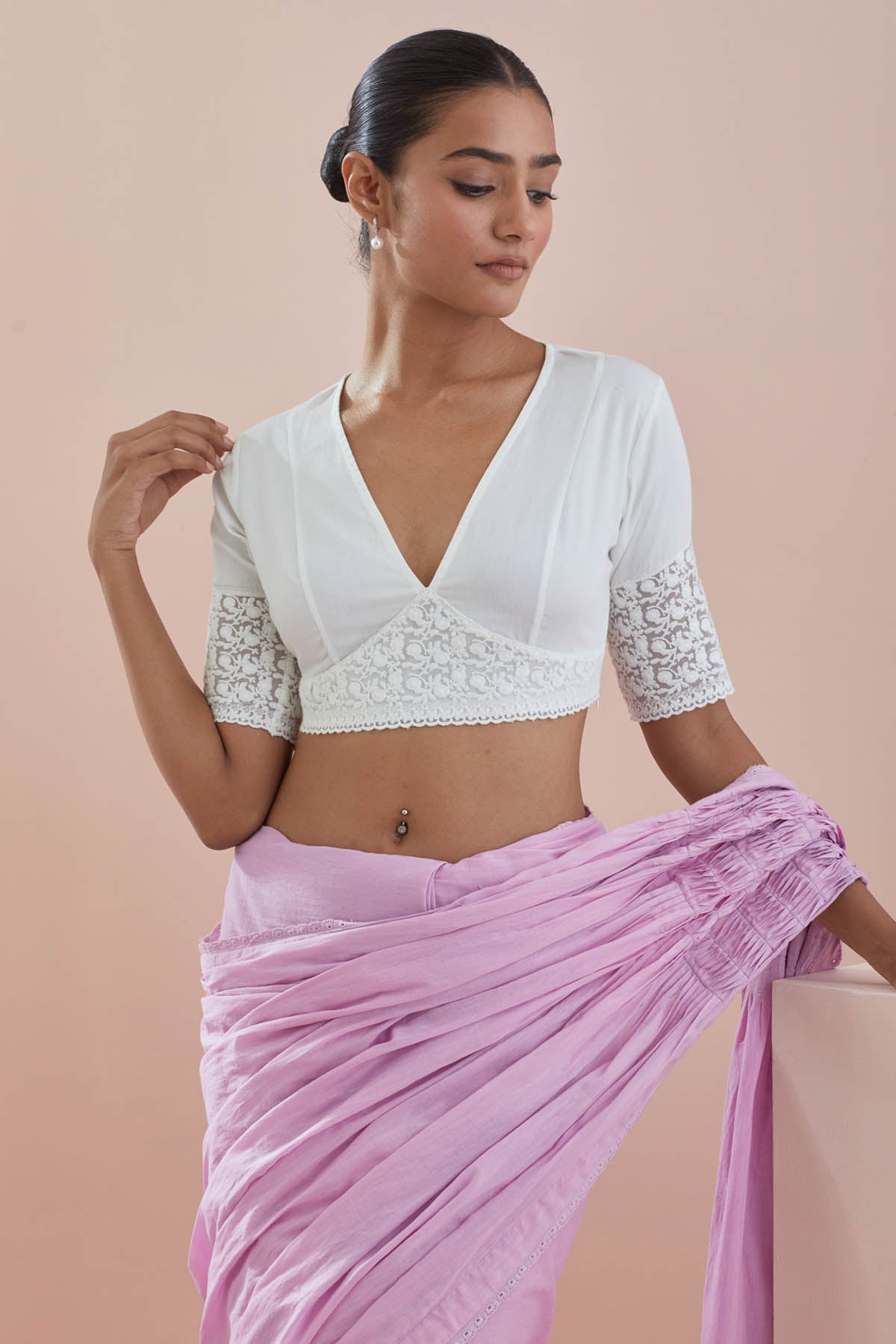 Pink Pintuck Saree & Blouse