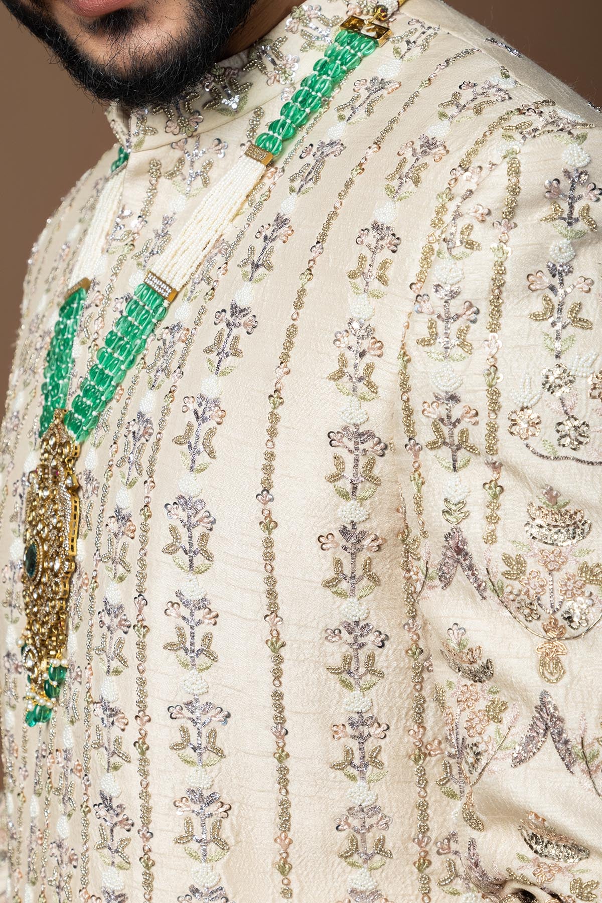 Pink Pitta Work Sherwani Set