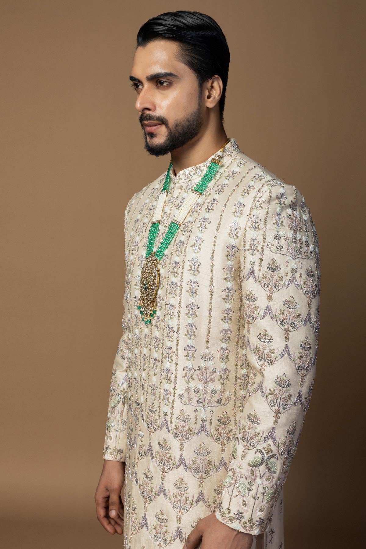 Pink Pitta Work Sherwani Set