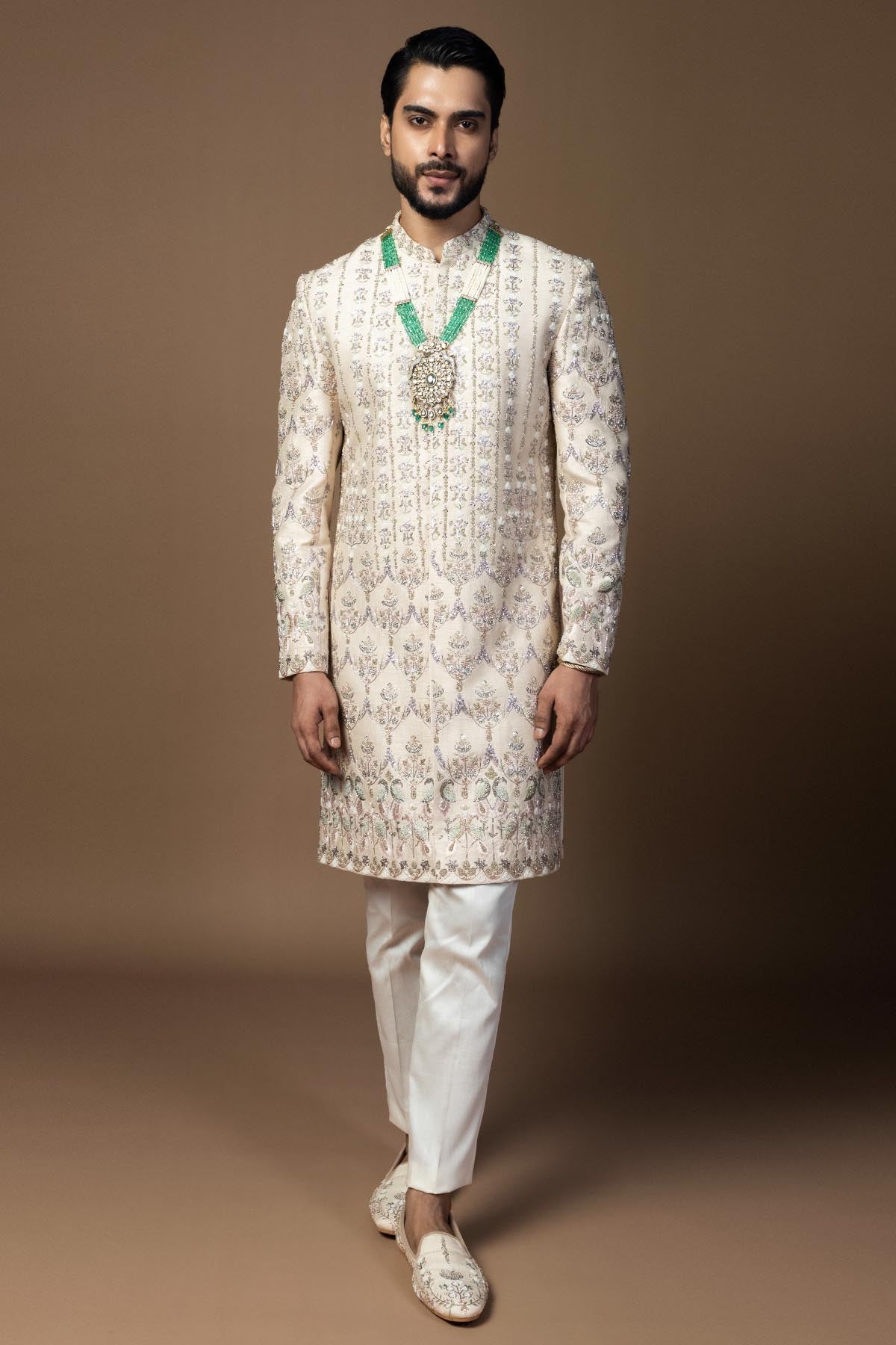 Buy Pink Pitta Work Sherwani Set for men by Paarsh Atelier online available at scrollnshops