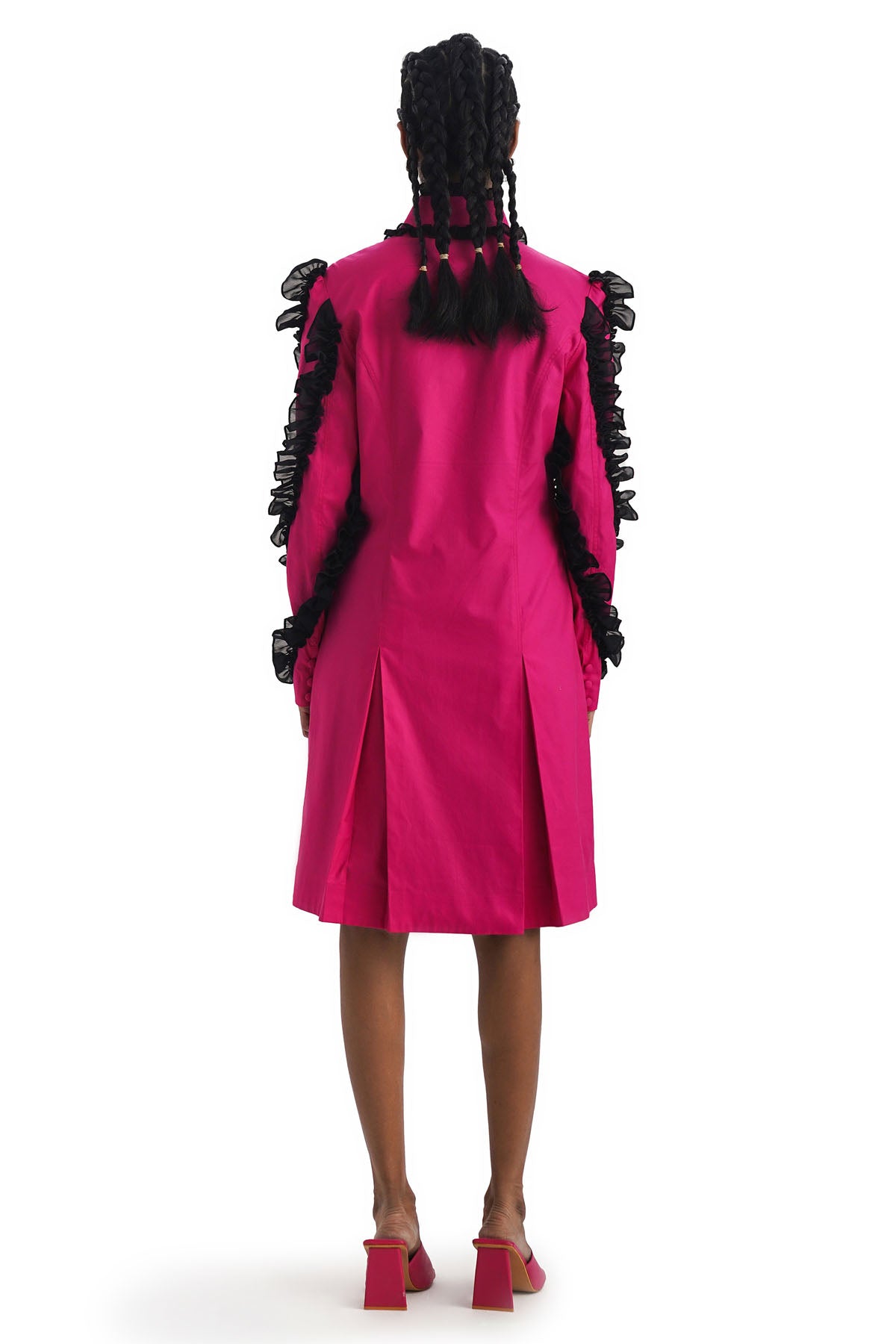 Pink Pleated & Ruffled Dress