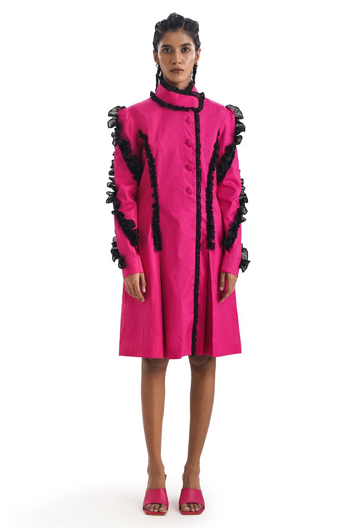 Buy Notre Ame Pink Pleated & Ruffled Dress For Women Online at ScrollnShops