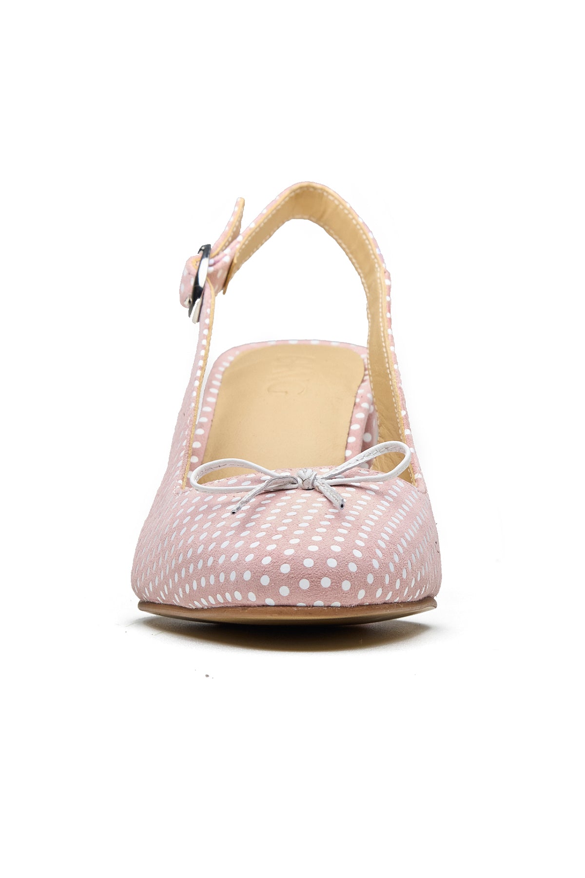 Pink Polka Dot Print Block Heels