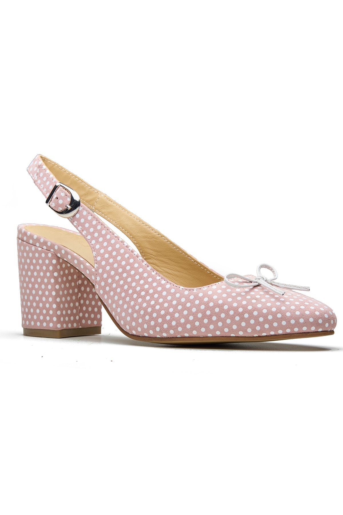Buy Pink Polka Dot Print Block Heels by Dang Shoes for Women online at ScrollnShops