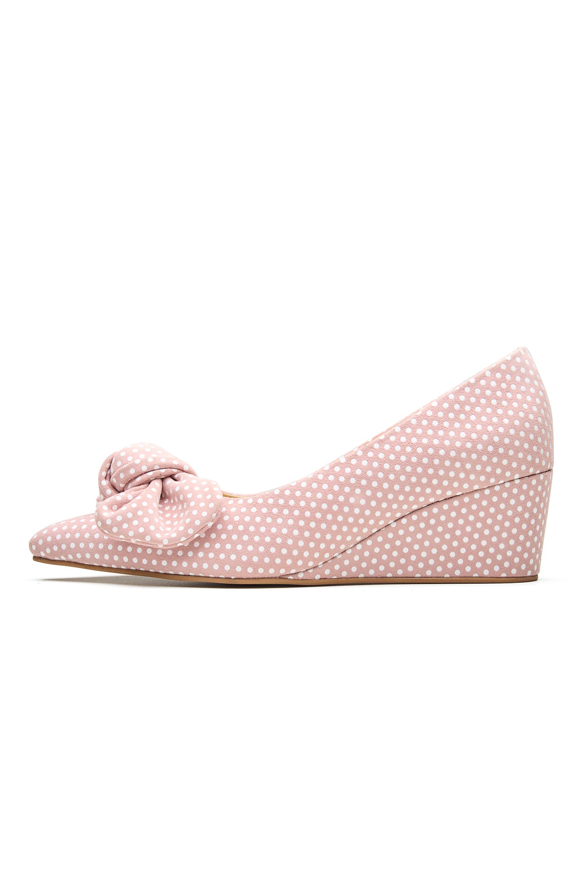 Pink Polka Dot Printed Wedges