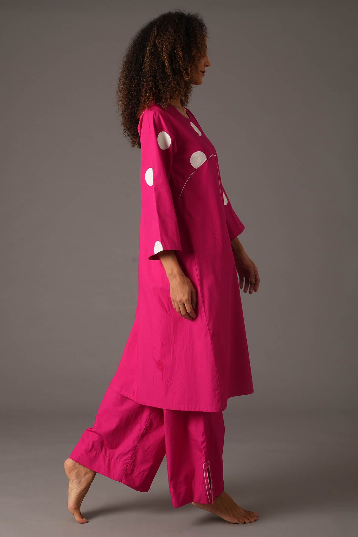 Pink Polka Print Kurta & Pants