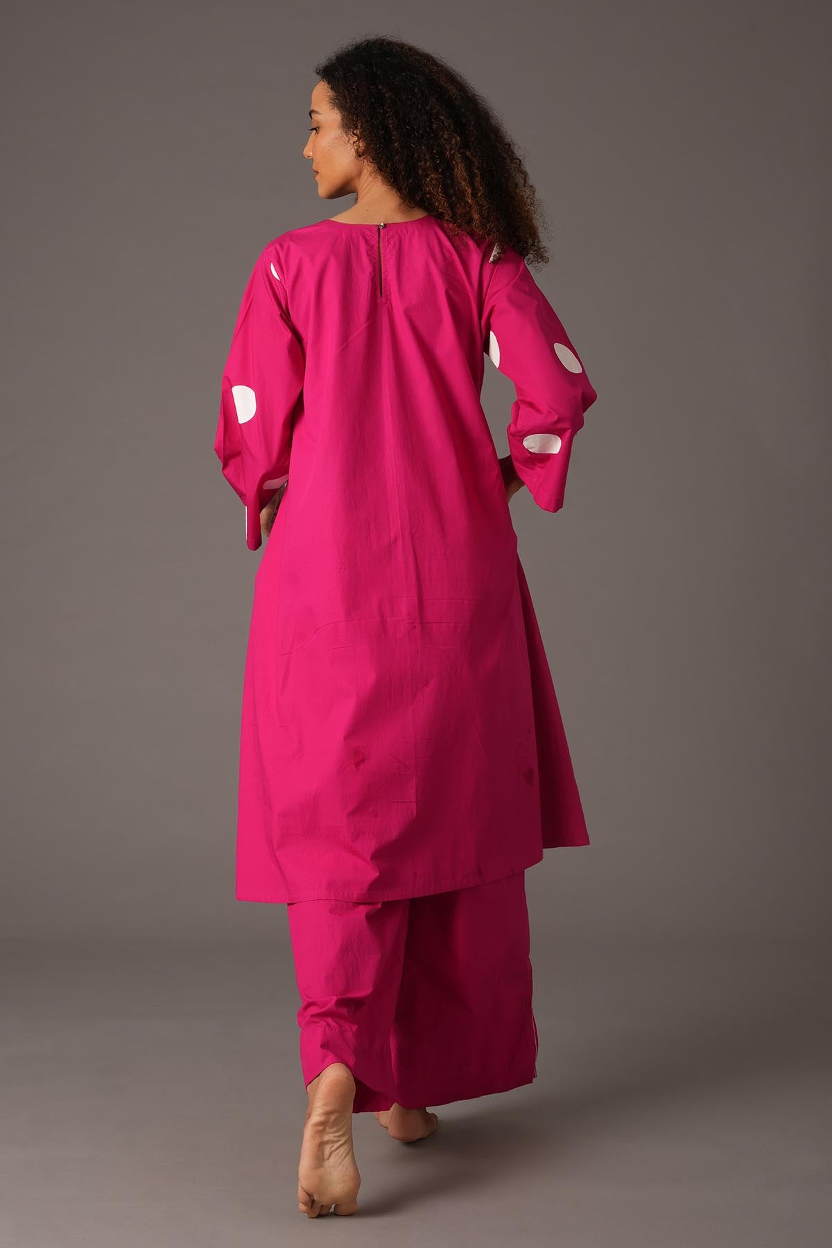 Pink Polka Printed Kurta Set