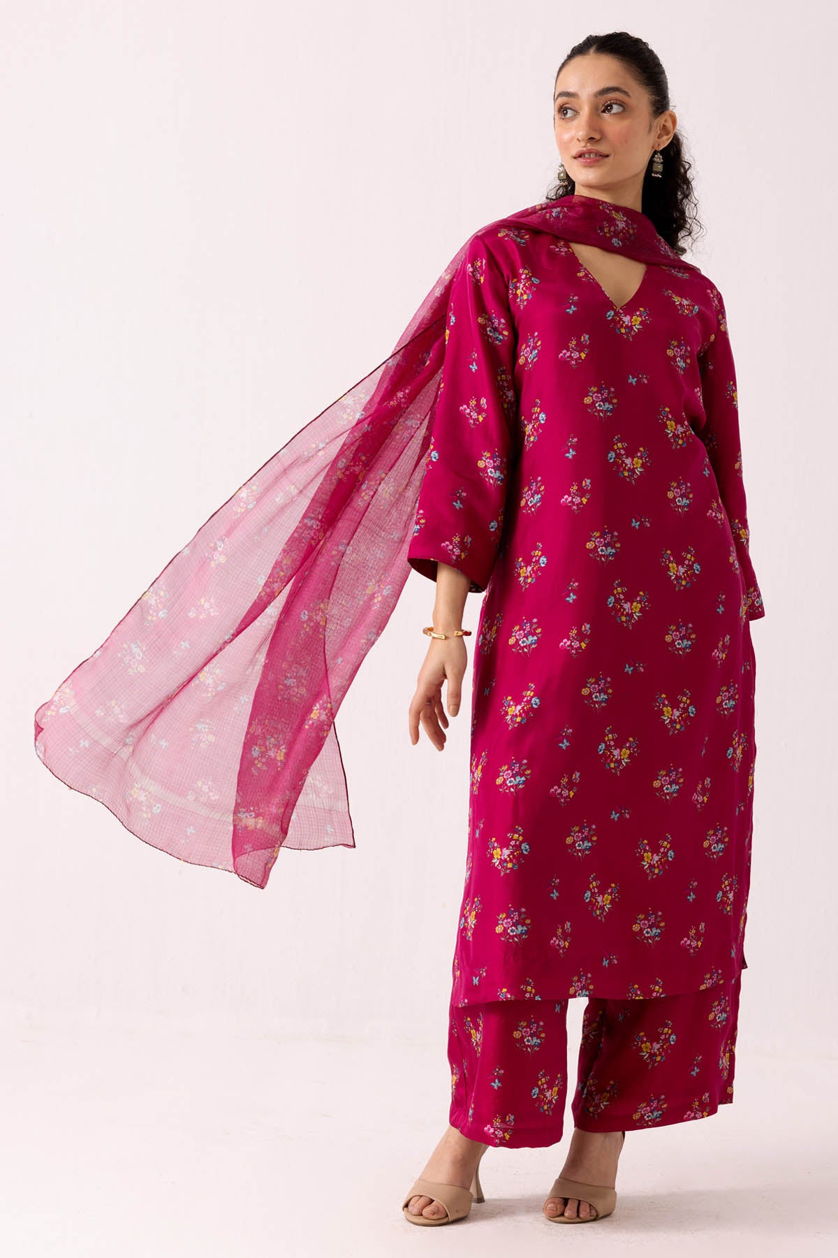 Pink Poppy Printed Kurta Set