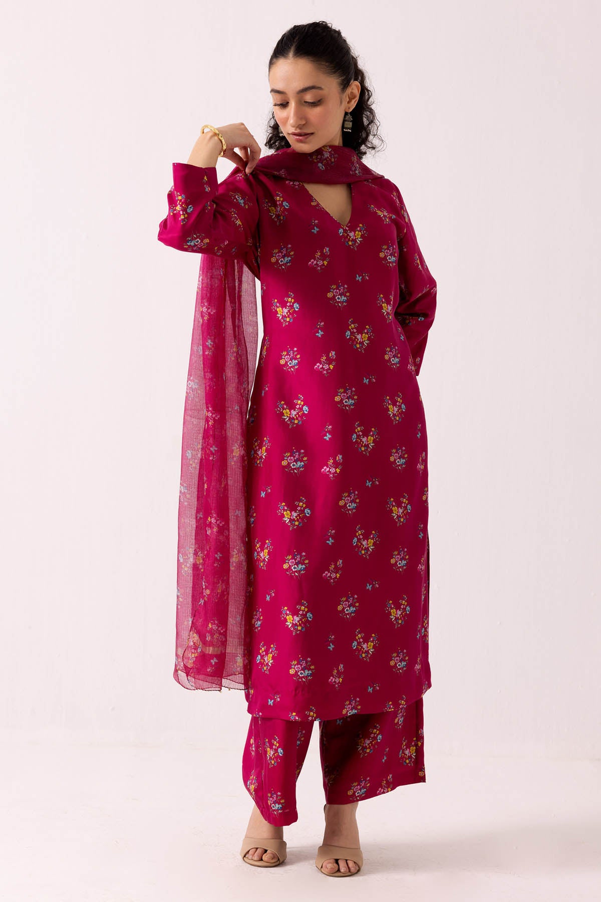 Pink Poppy Printed Kurta Set