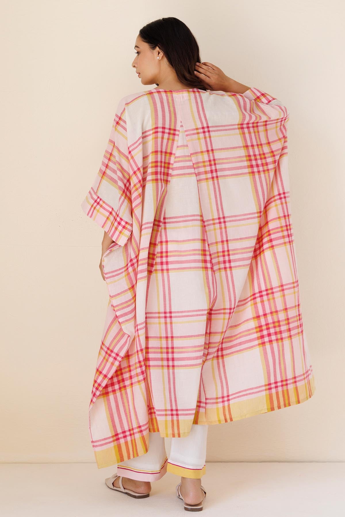 Pink Print V-Neck Kaftan & Pants