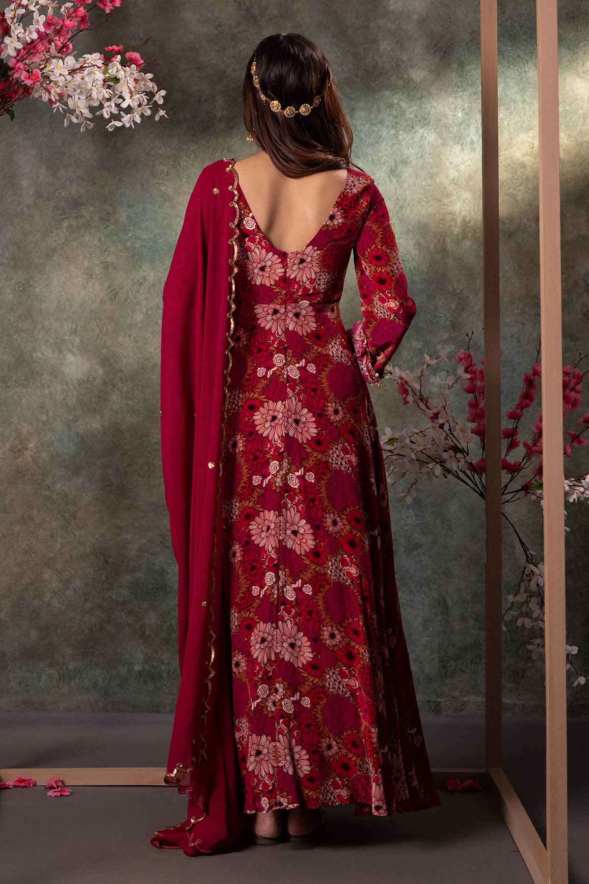 Pink Printed Anarkali & Dupatta