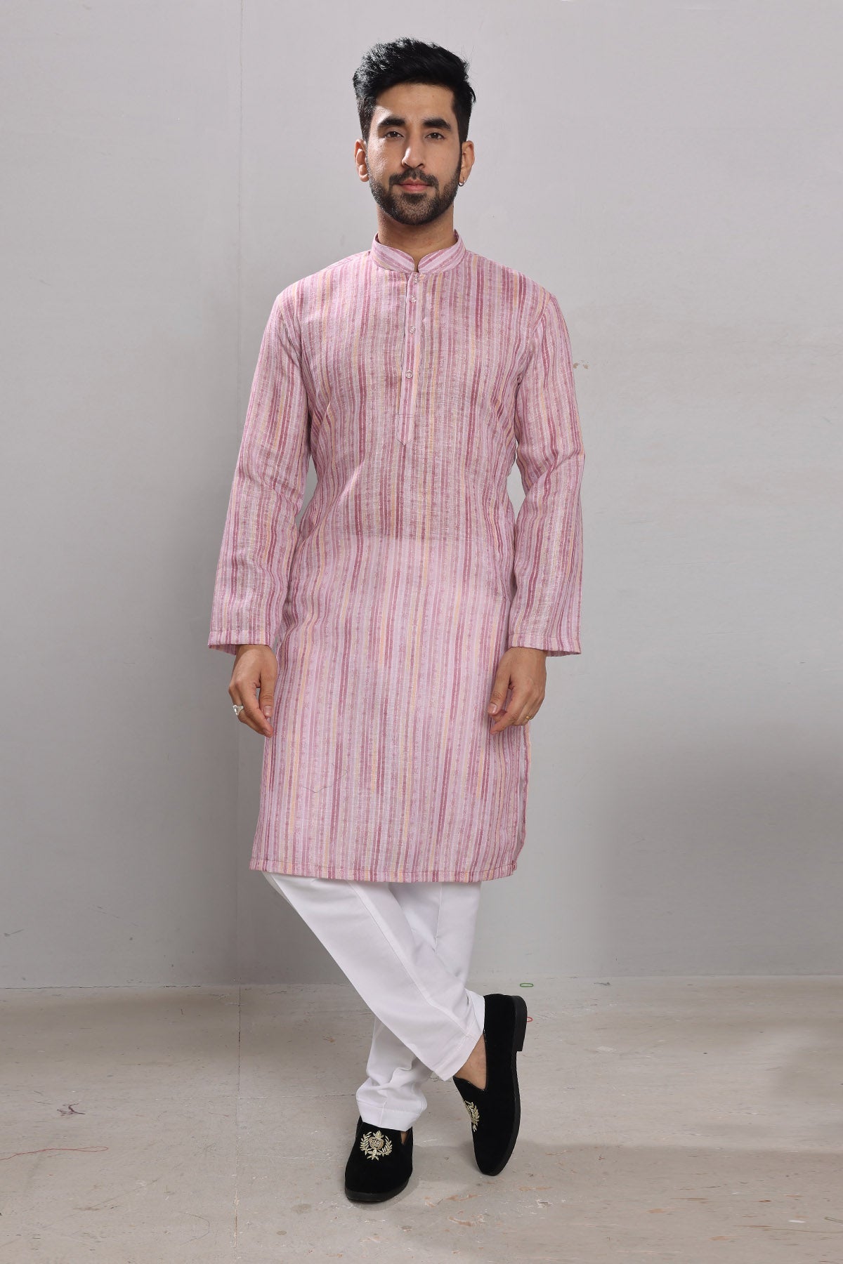 Buy Pink Printed Cotton Blend Kurta by SNEHA B - Men for men online at ScrollnShops