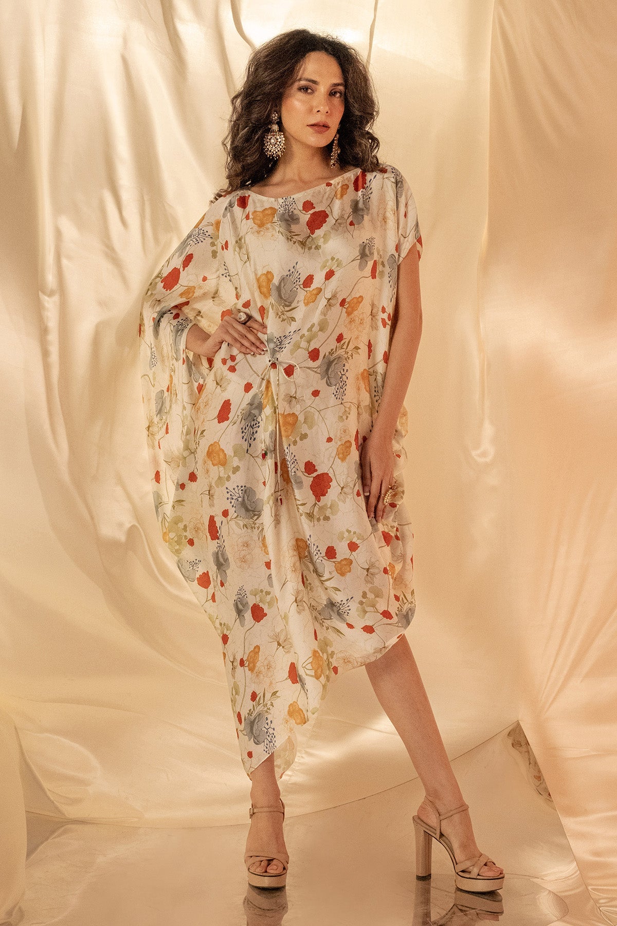 Buy Pink Printed Drape Style Dress by Shristi Chetani for women online at ScrollnShops