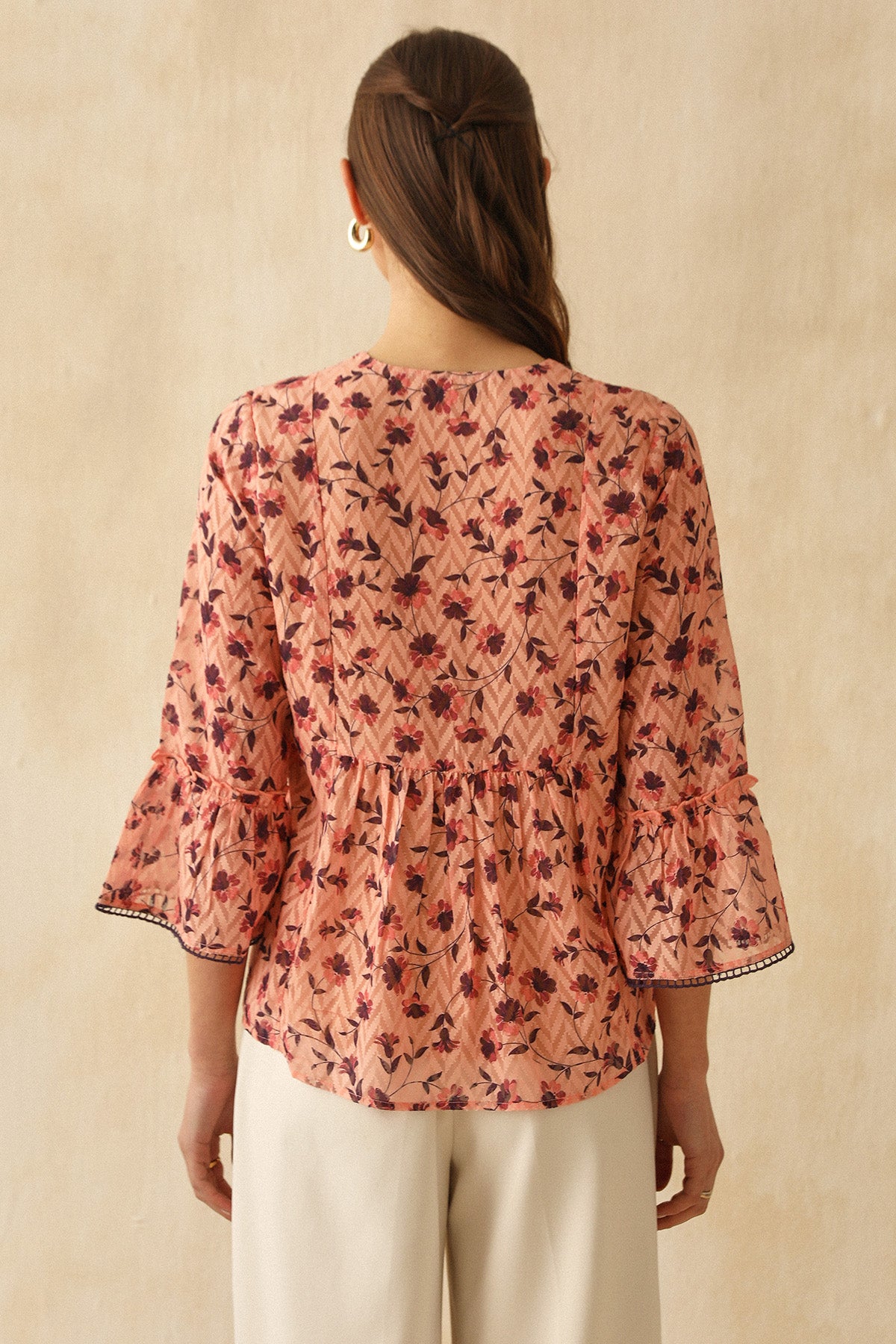 Pink Printed Drawstring Top