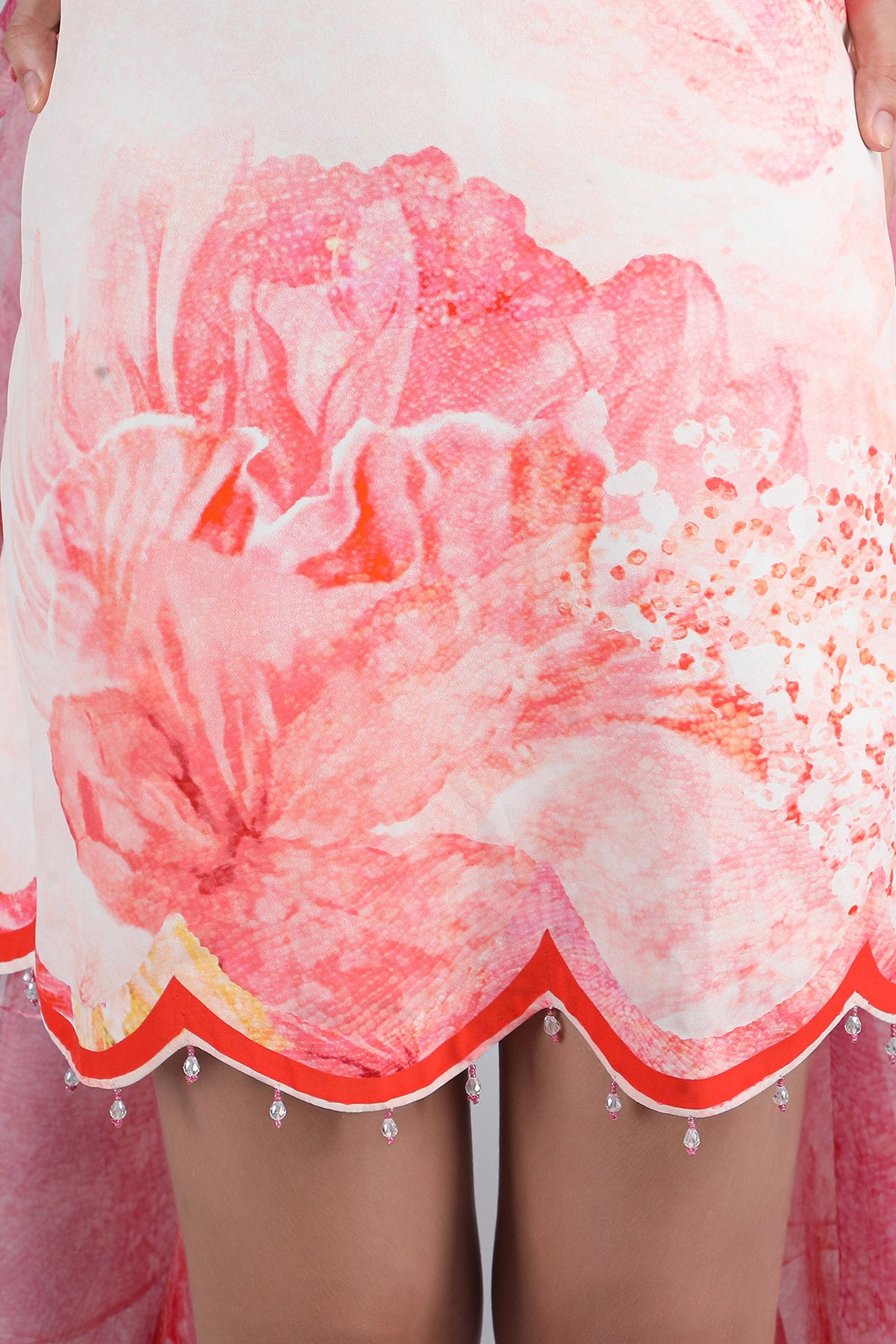 Pink Printed Frill Jacket Dress