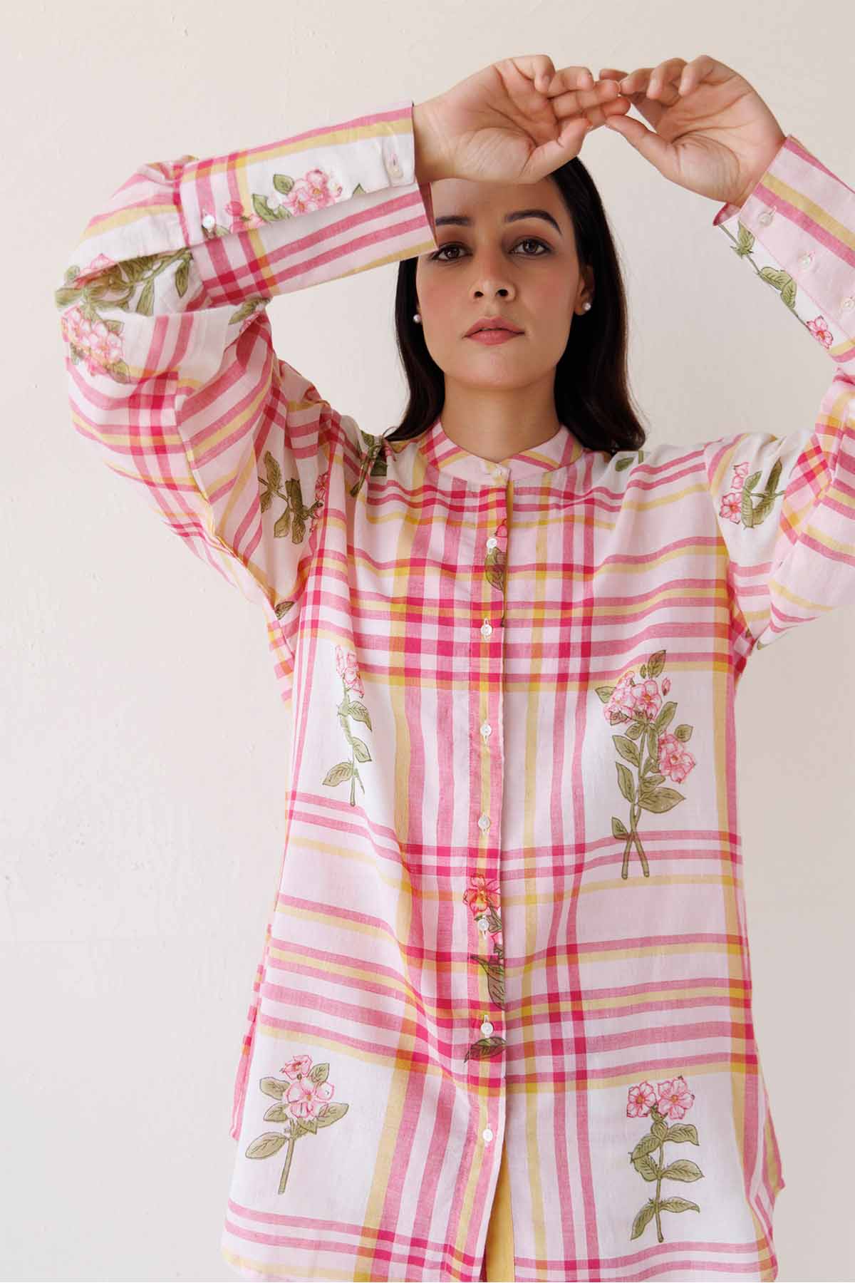 Pink Printed Full Sleeves Shirt