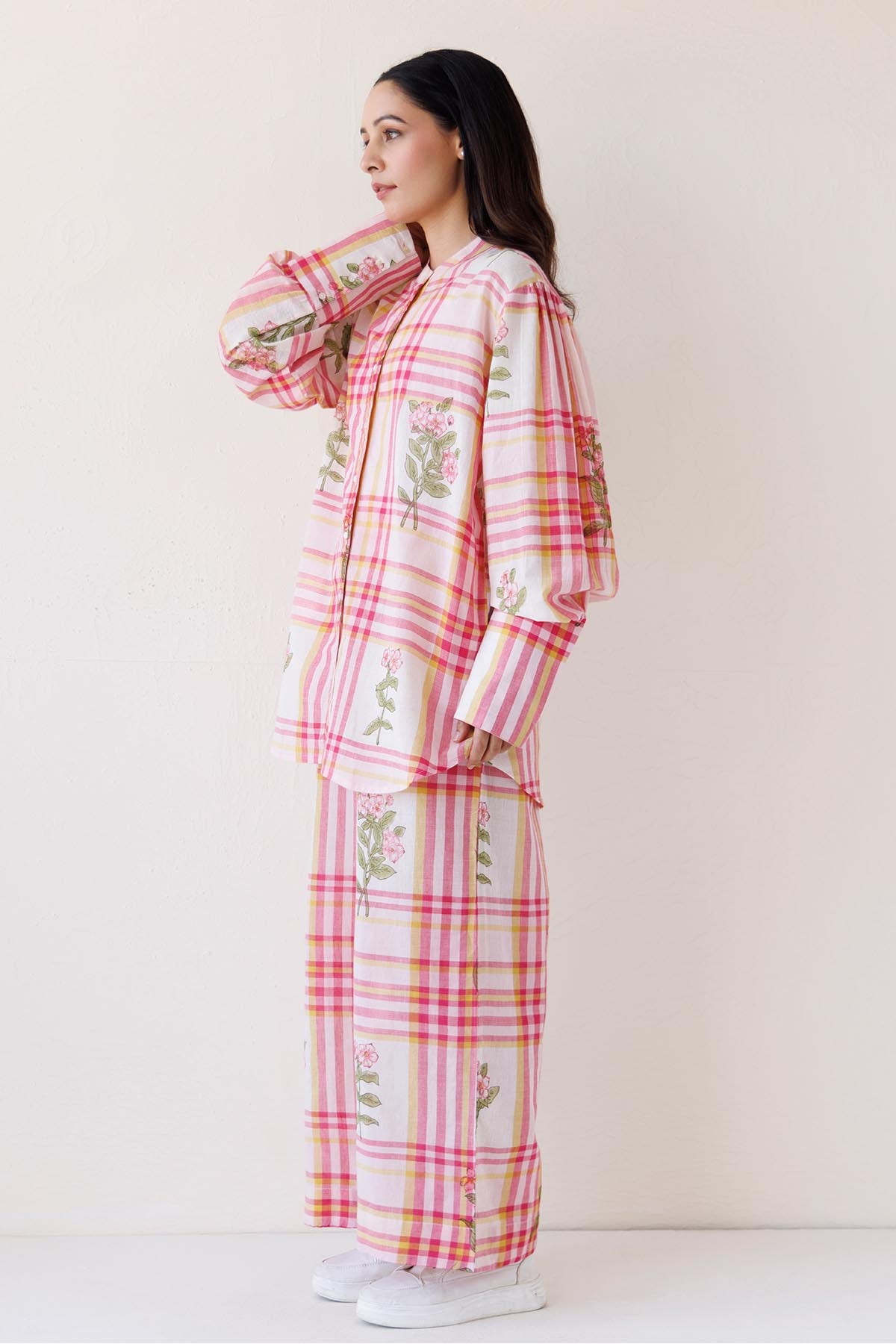 Pink Printed Full Sleeves Shirt