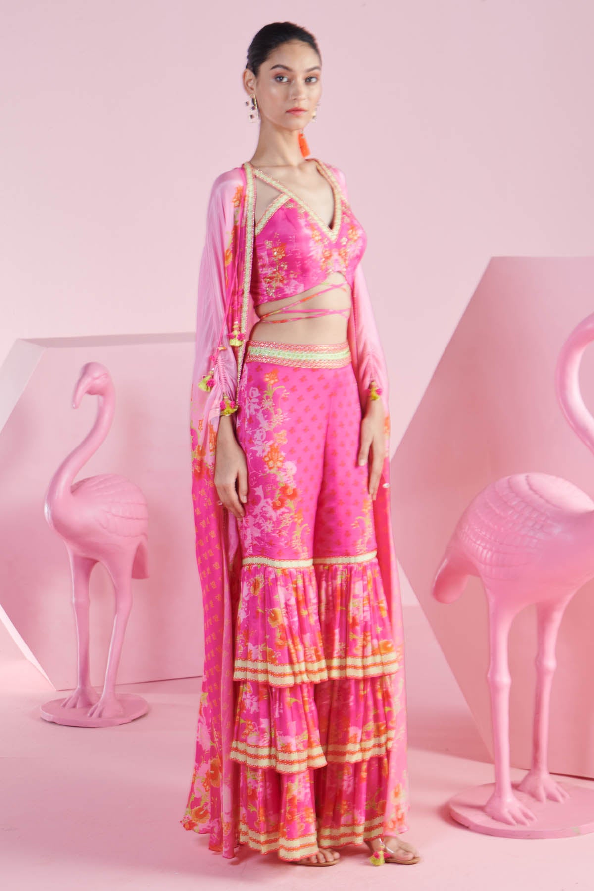 Pink Printed Indo-Western Set