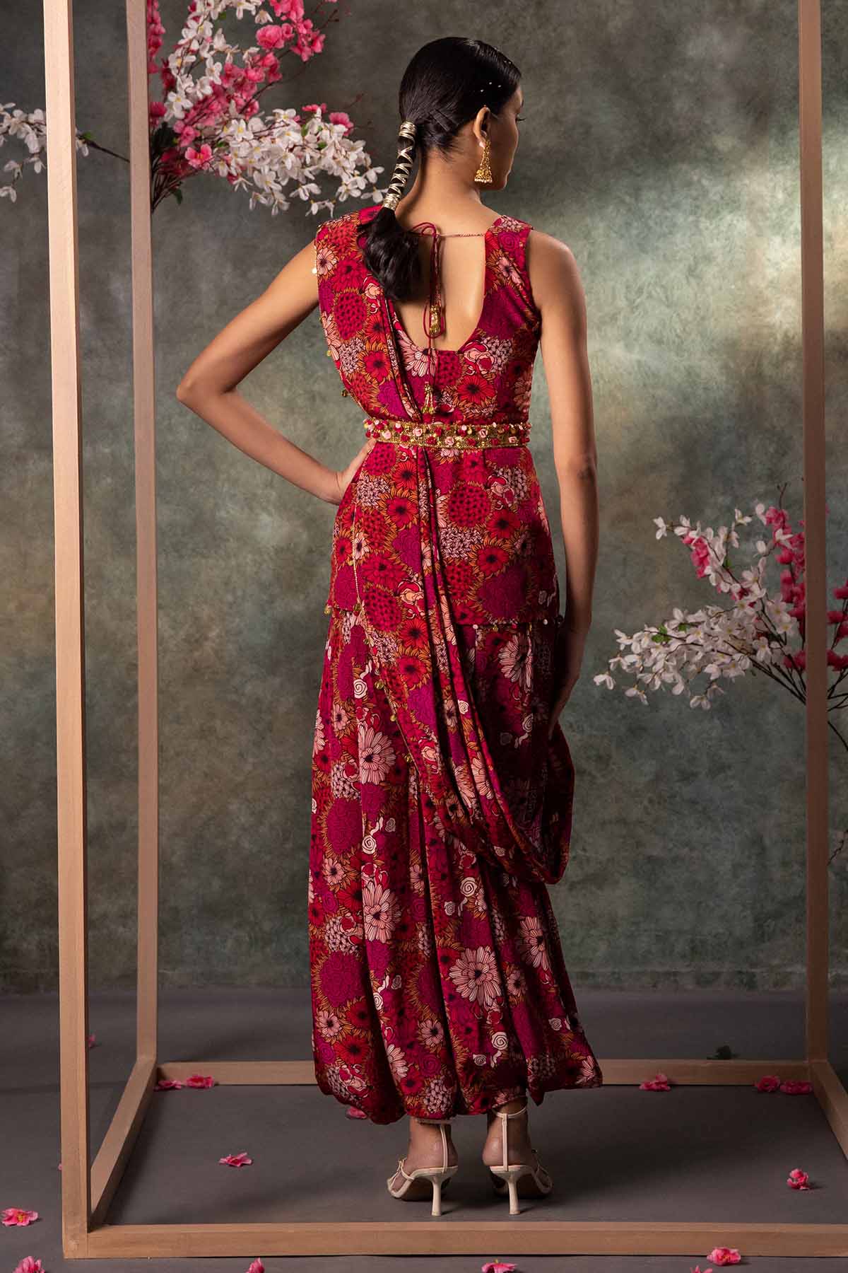 Printed Pink Indo-Western Set