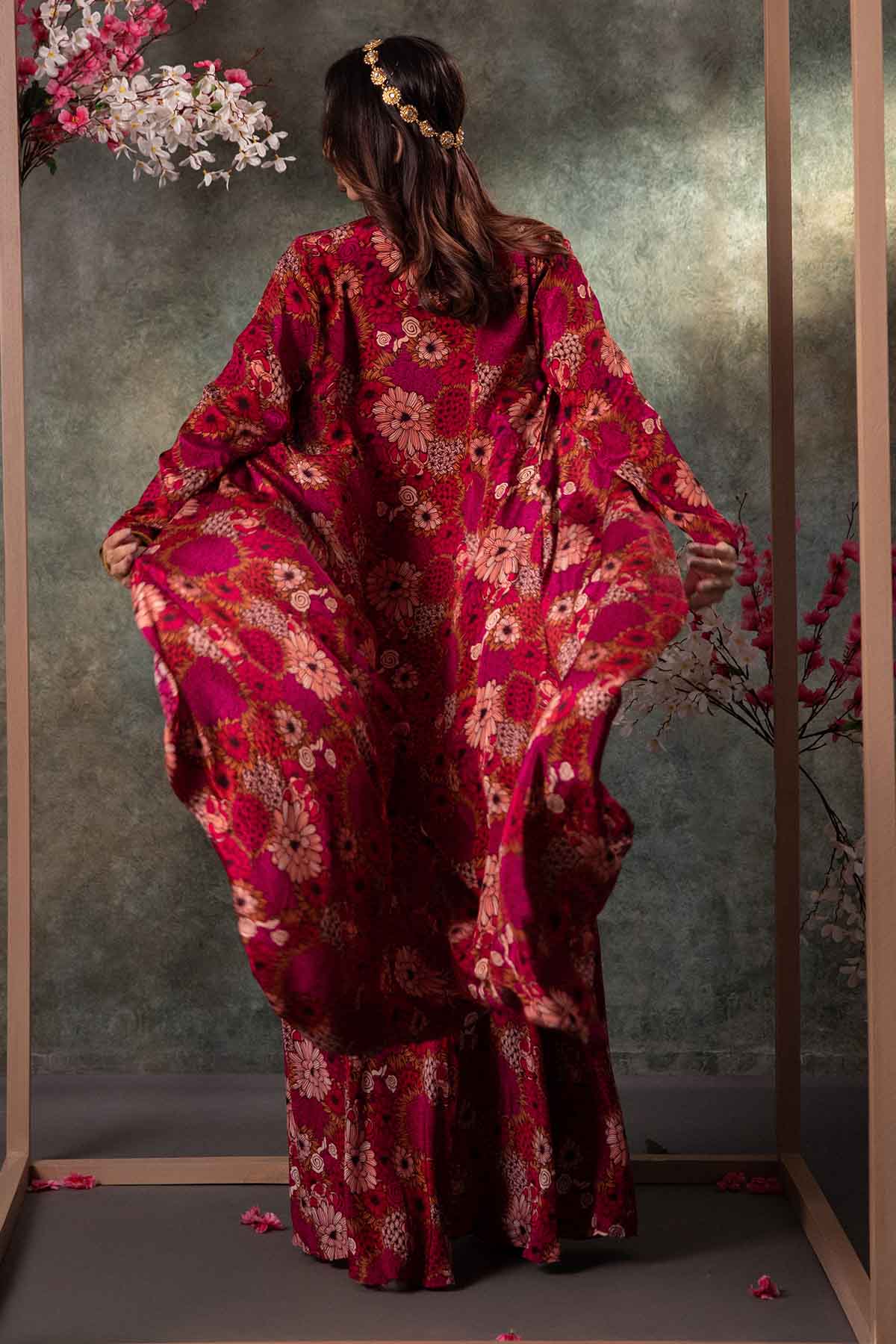 Pink Printed Jacket & Skirt Set