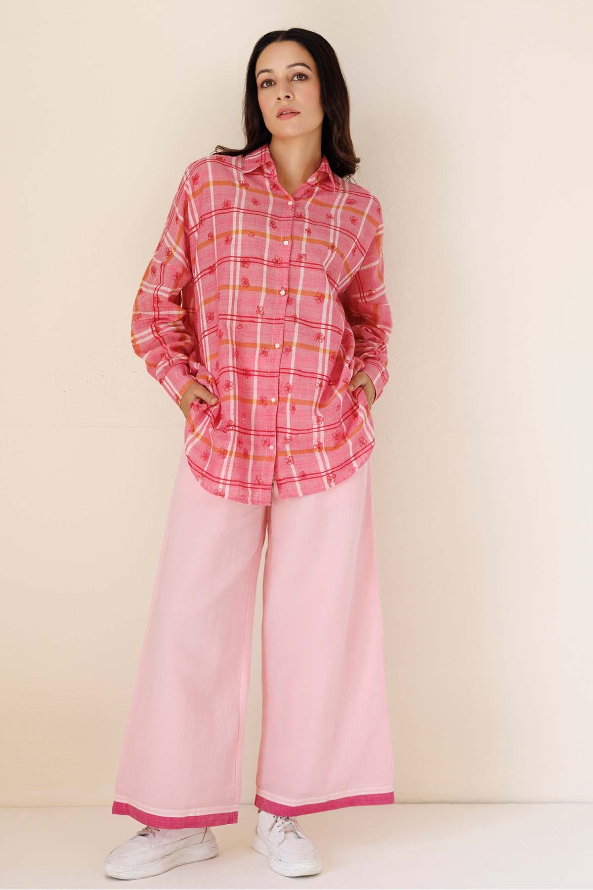 Pink Printed Loose Fit Shirt