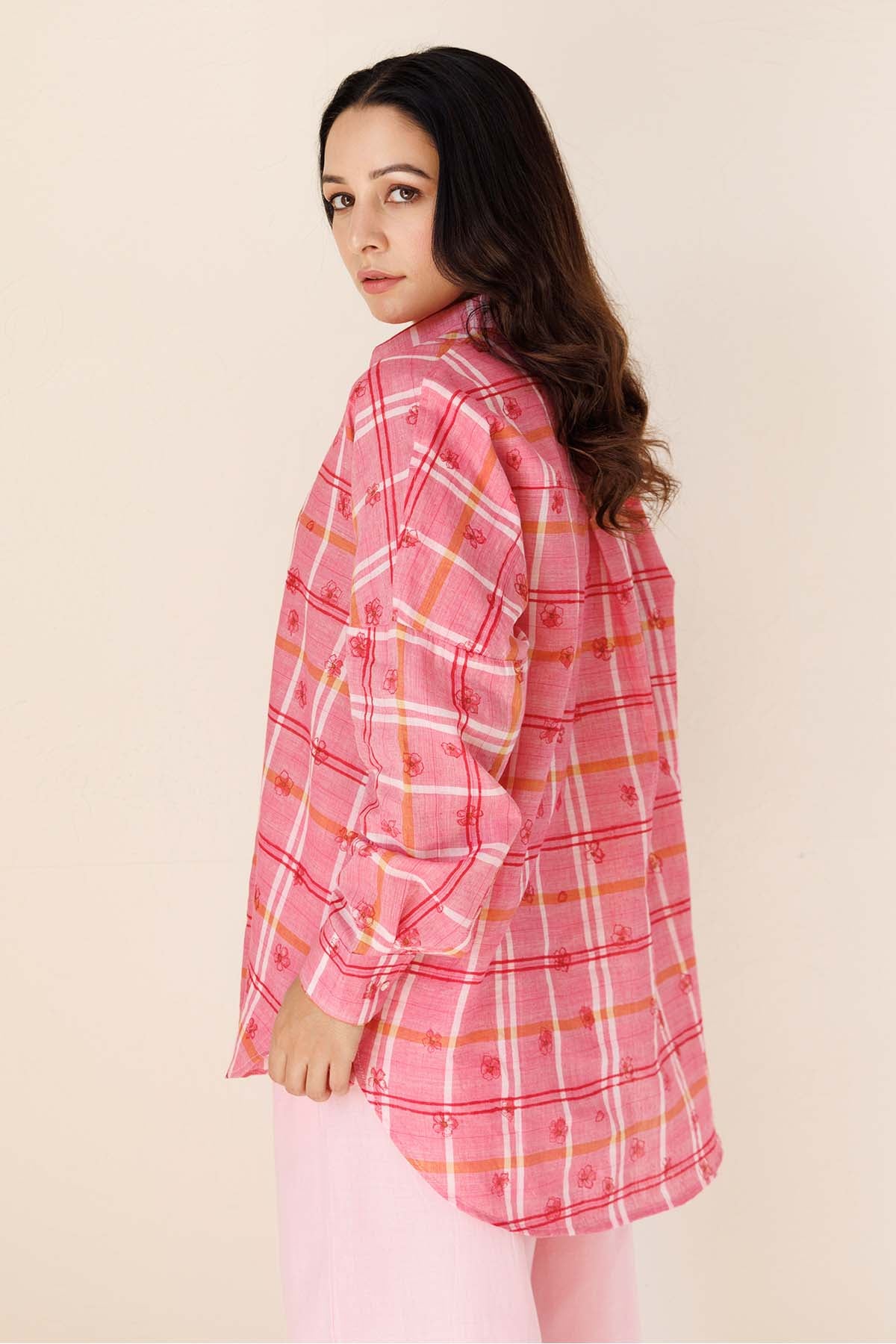 Pink Printed Loose Fit Shirt