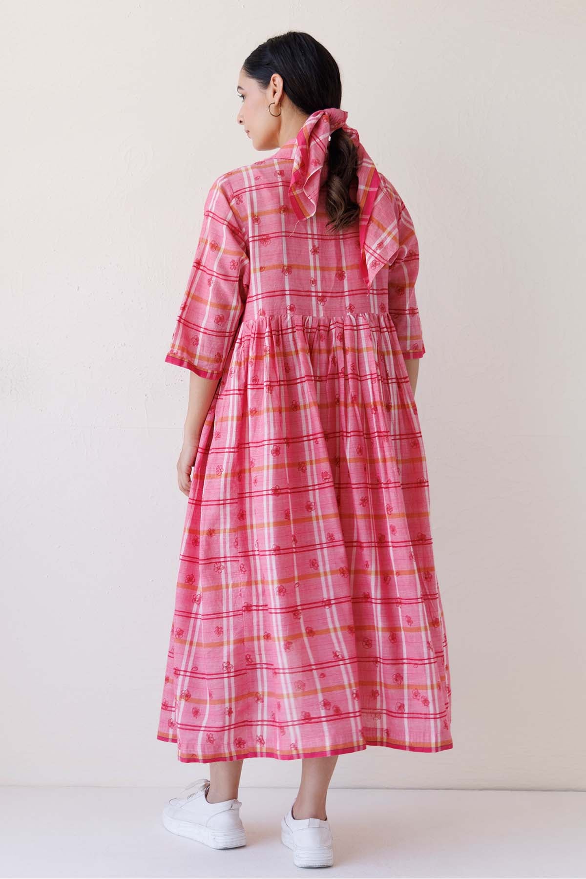 Pink Printed Midi Jacket Dress