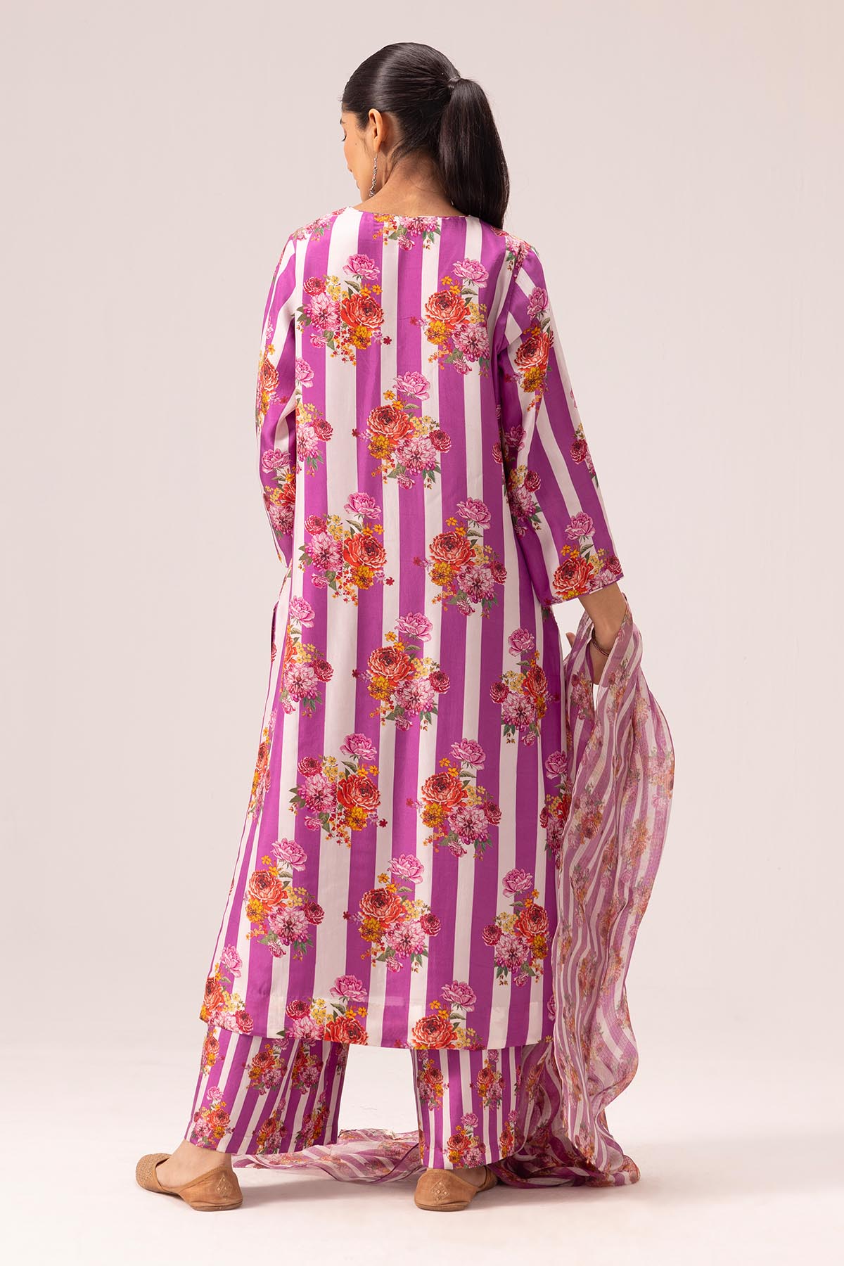 Pink Pure Silk Print Kurta Set