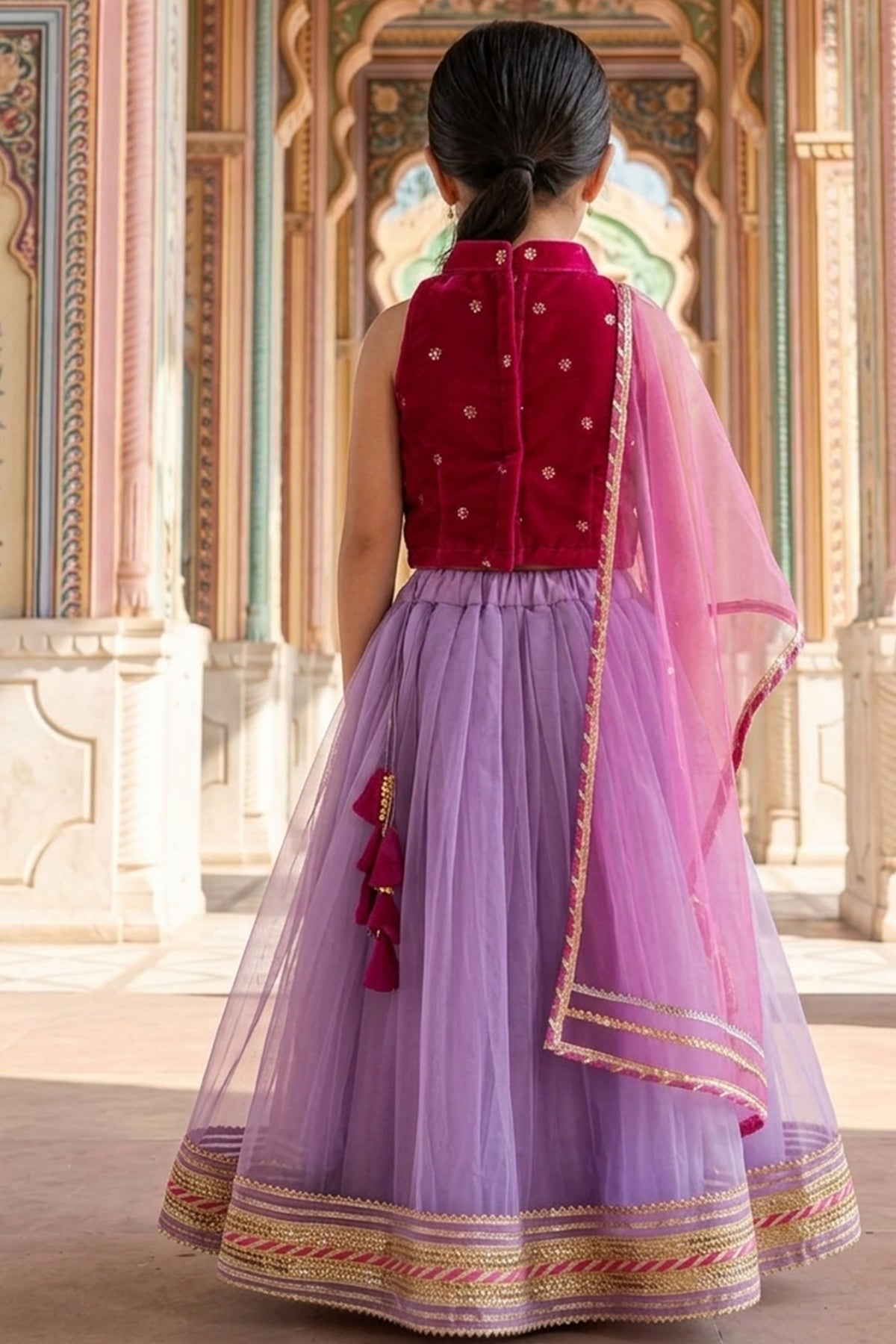 Pink Purple Sequins Lehenga Set