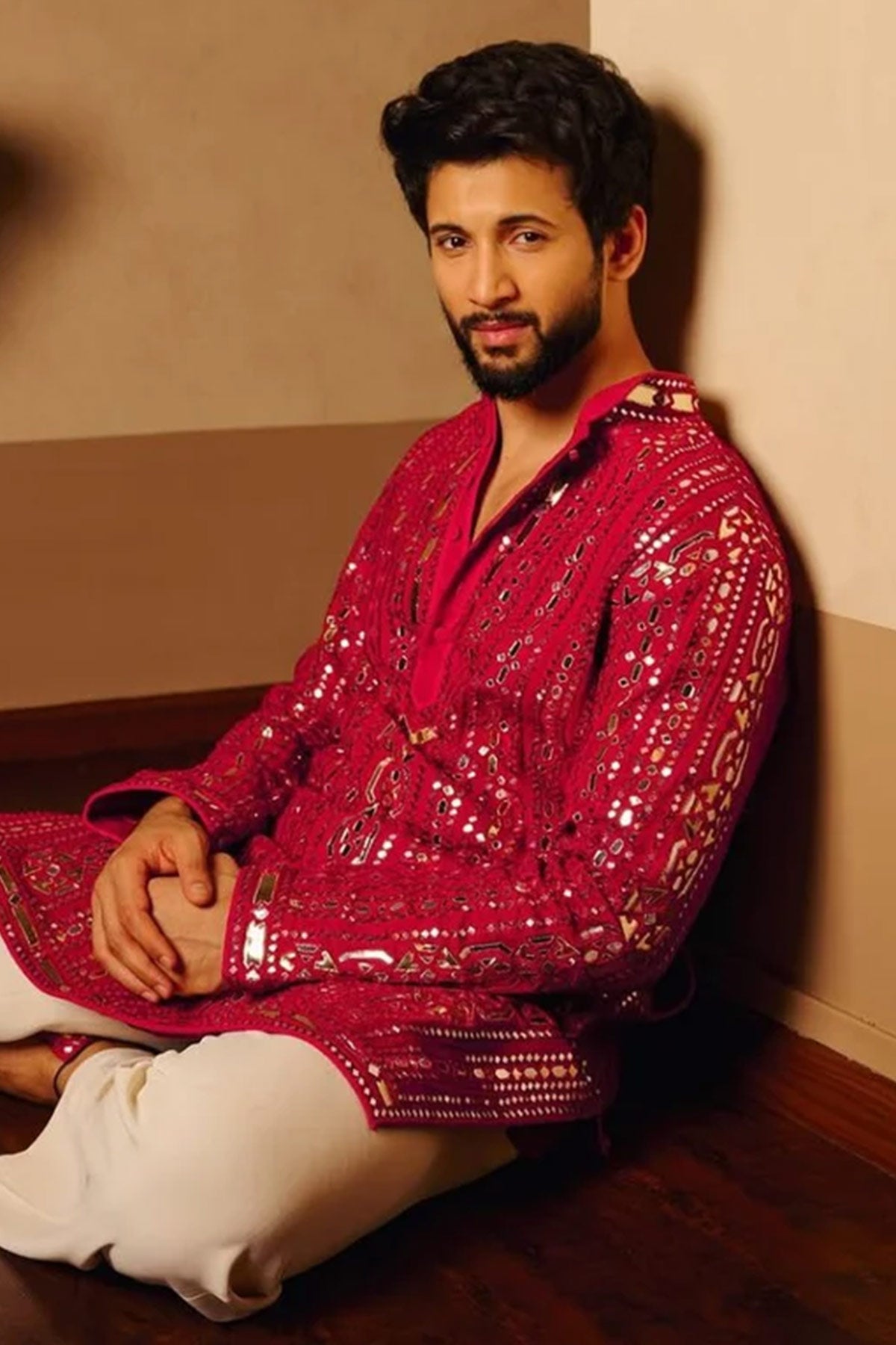 Pink Rayon Embroidered Kurta