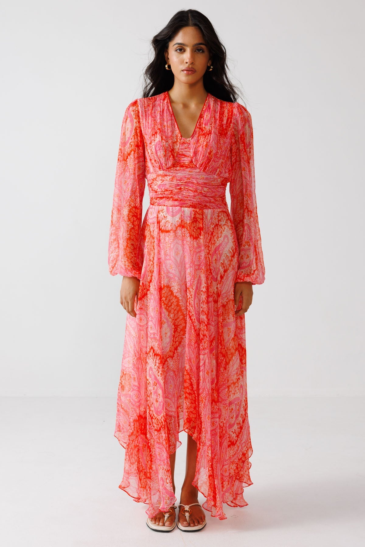 Buy Pink Red Crinkled Chiffon Dress for women by Reena Sharma online available at scrollnshops