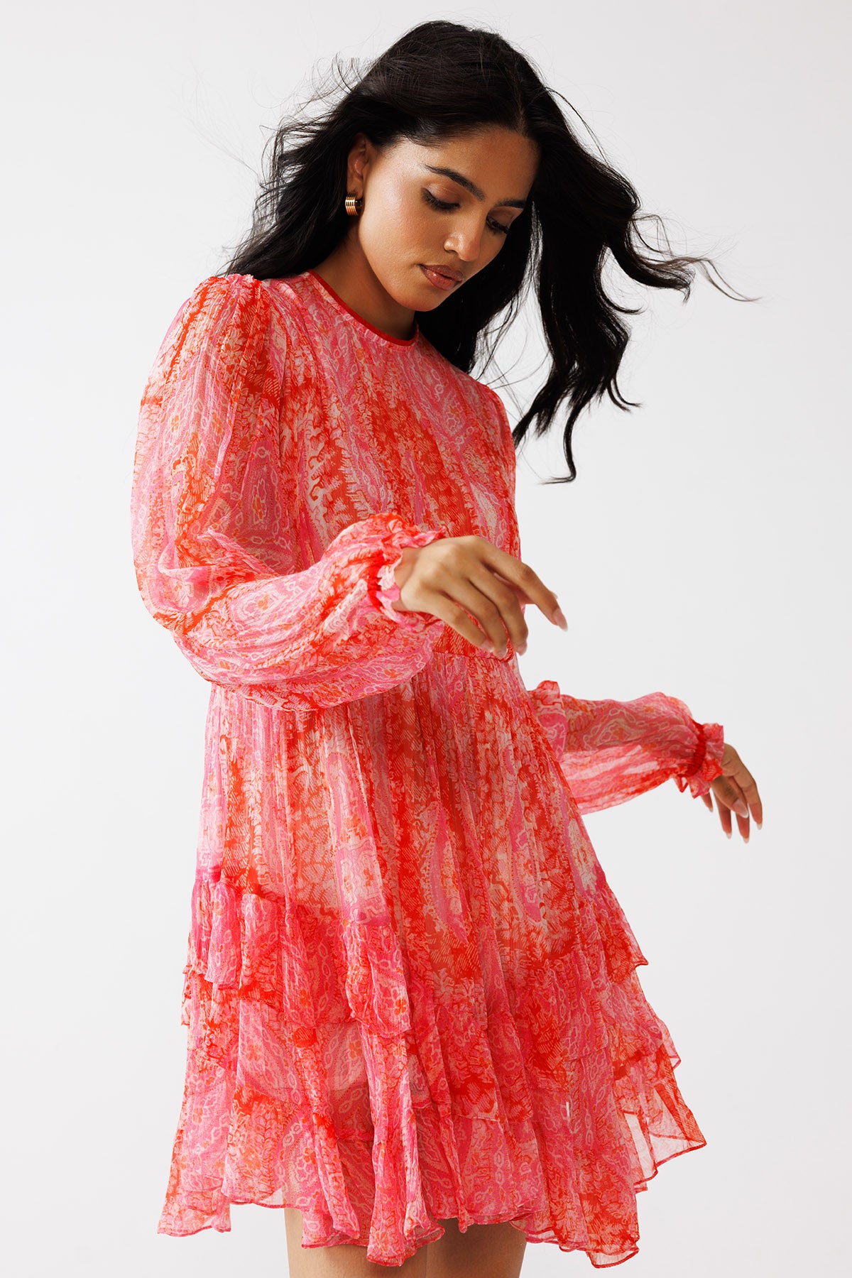 Pink & Red Paisley Print Dress
