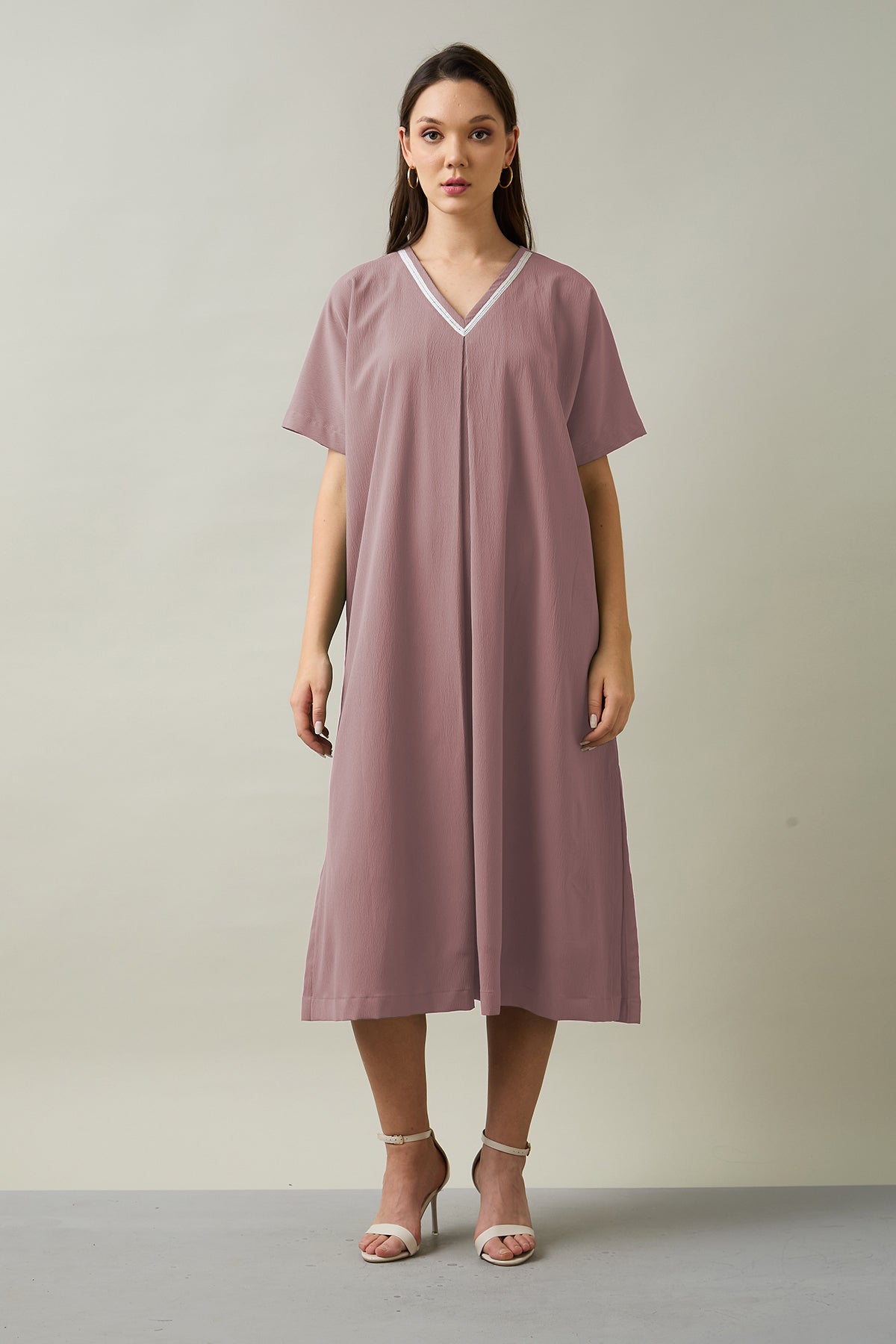 Buy Pink Relaxed Fit Midi Dress for Women by SNEHA B Designer online available at scrollnshops