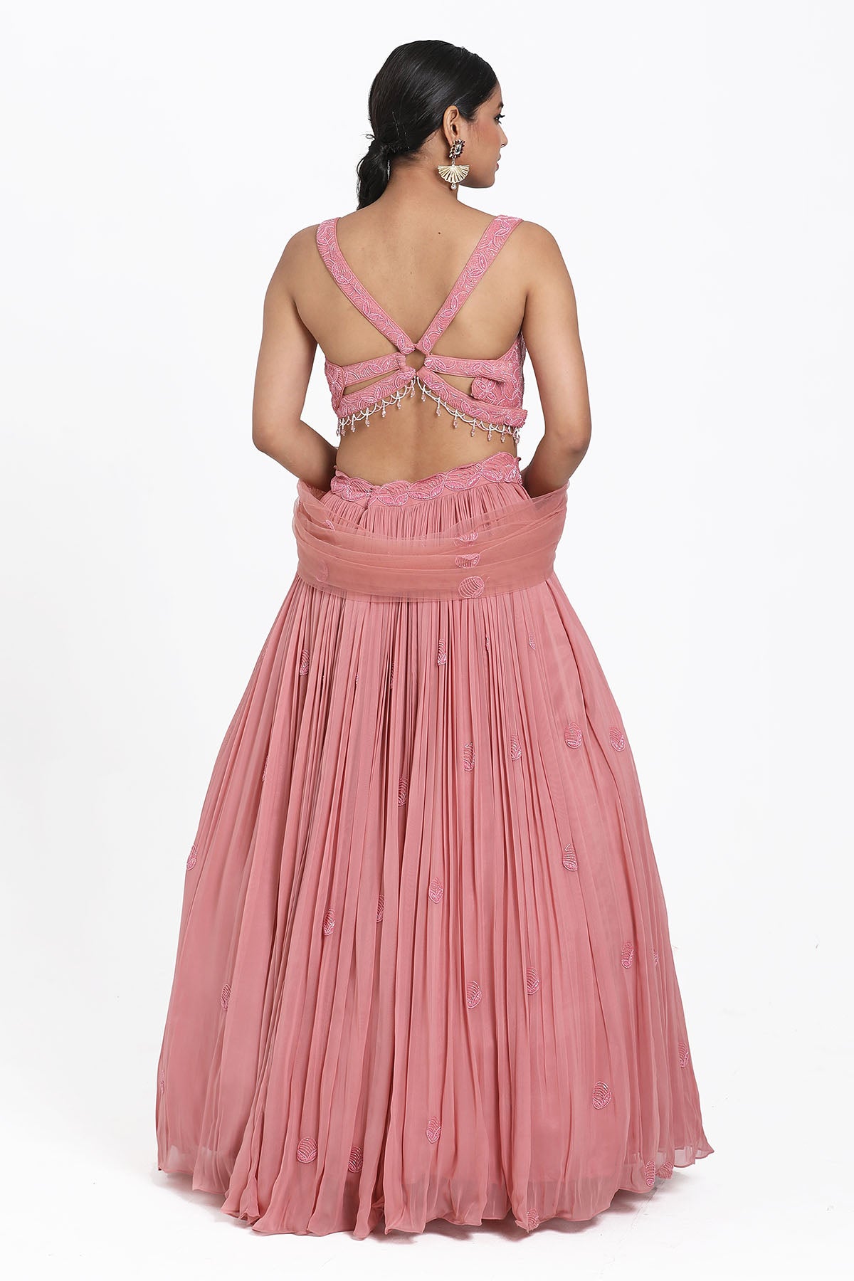 Pink Resham Work Lehenga Set