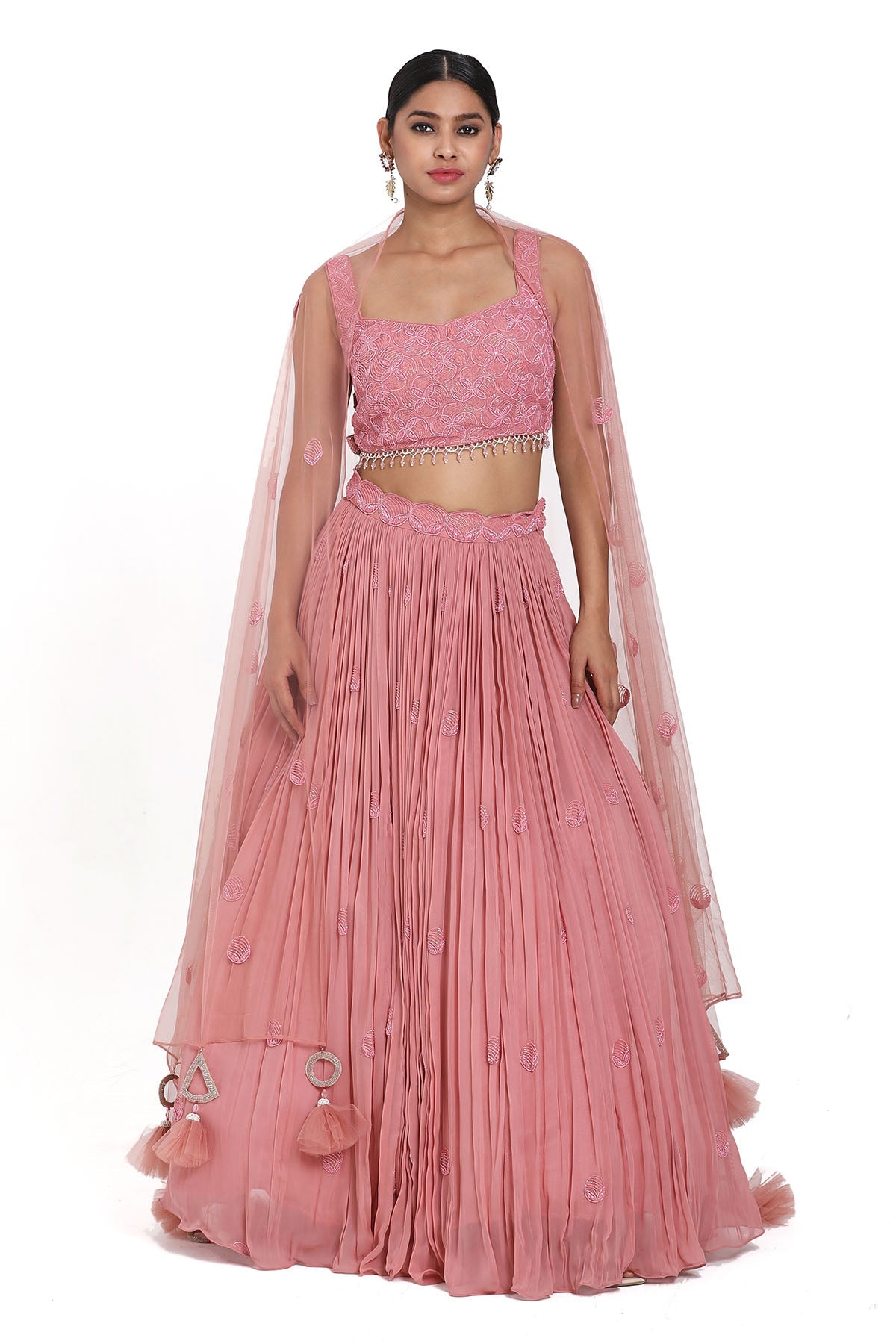 Buy Pink Resham Work Lehenga Set by Nitisha Kashyapi for women online at ScrollnShops