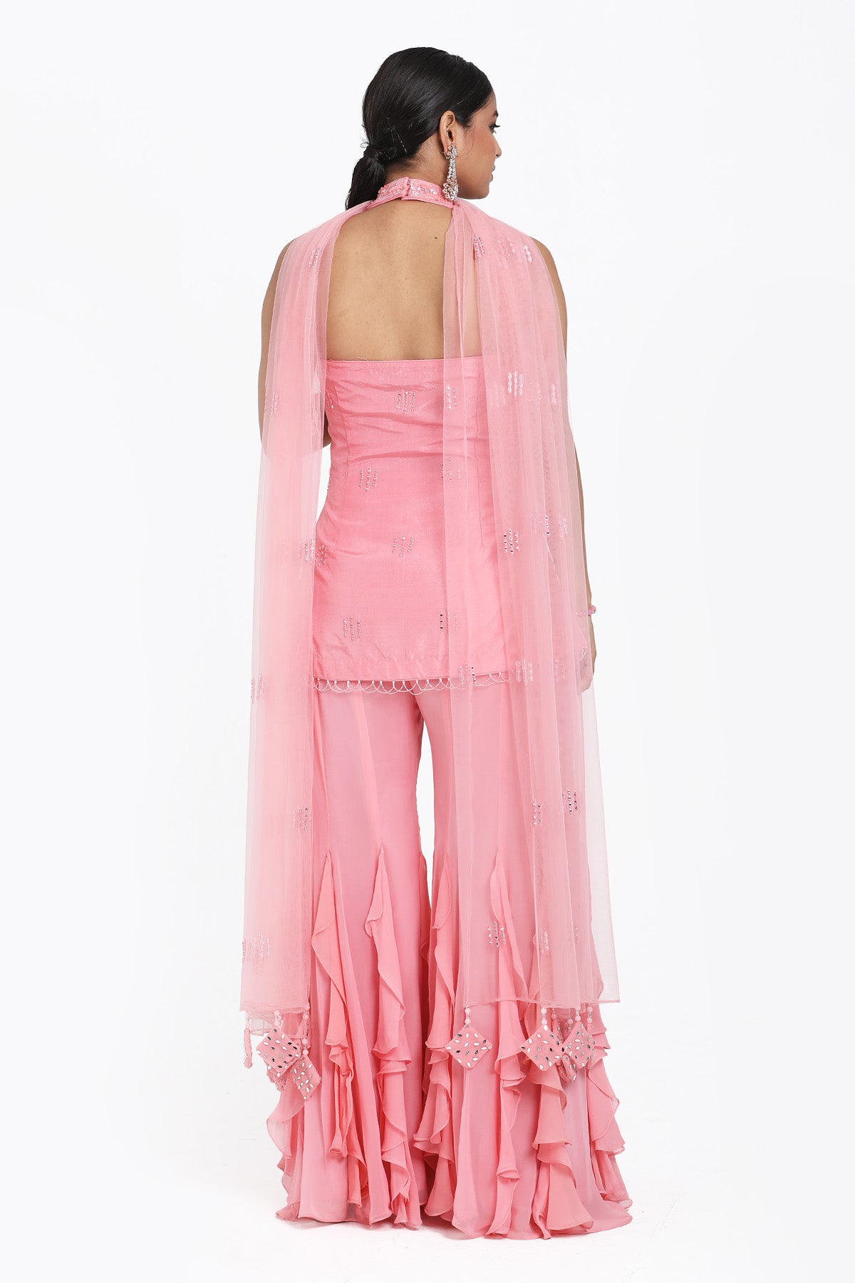 Pink Resham Work Sharara Set