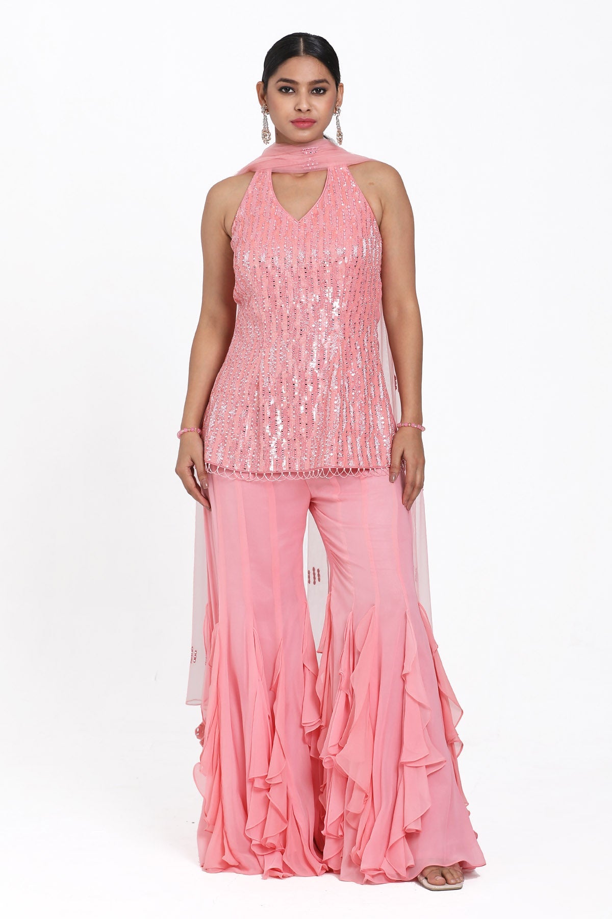 Buy Pink Resham Work Sharara Set by Nitisha Kashyapi for women online at ScrollnShops