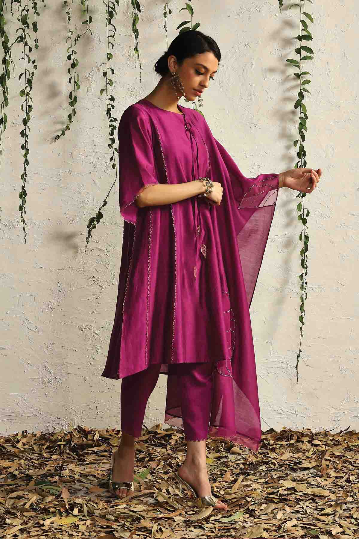 Pink Round Neck Short Kurta Set