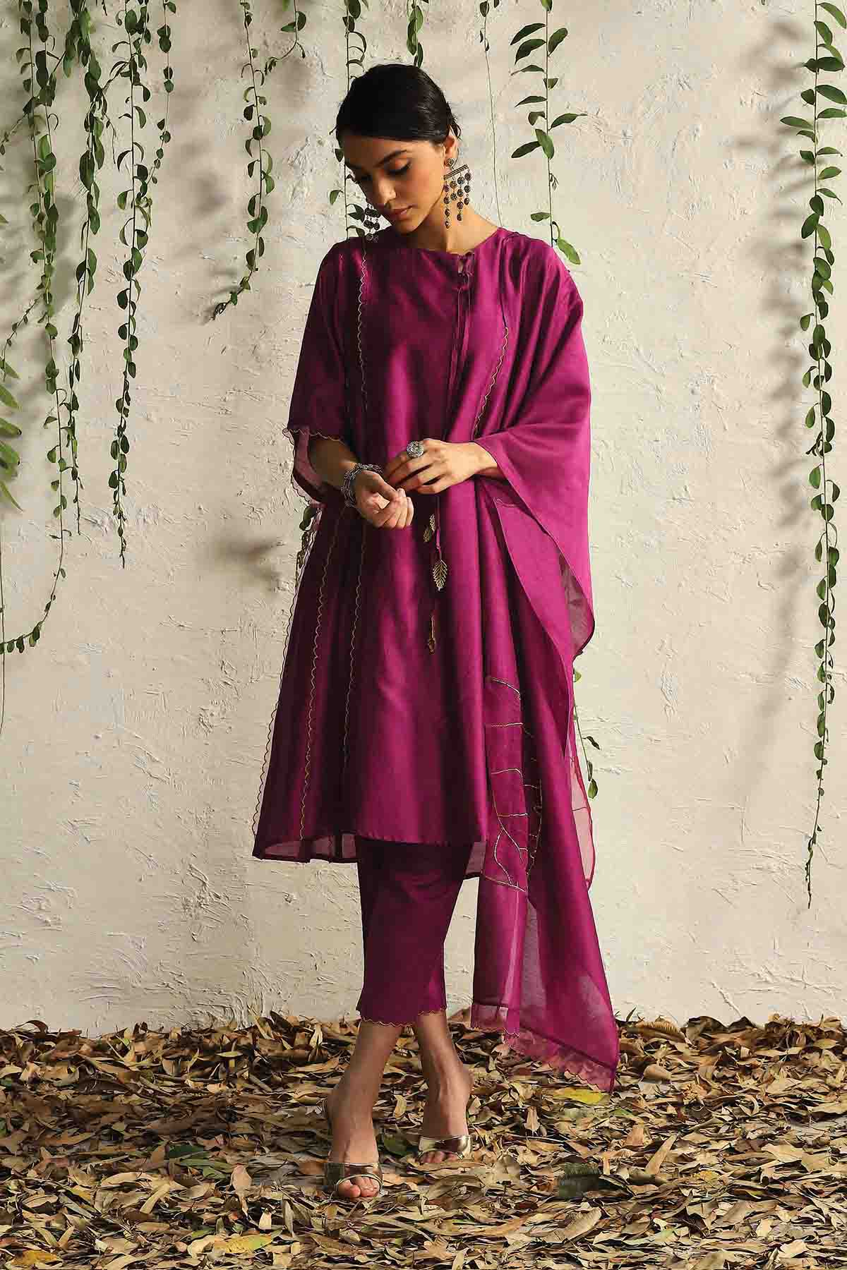 Buy Pink Round Neck Short Kurta Set Online