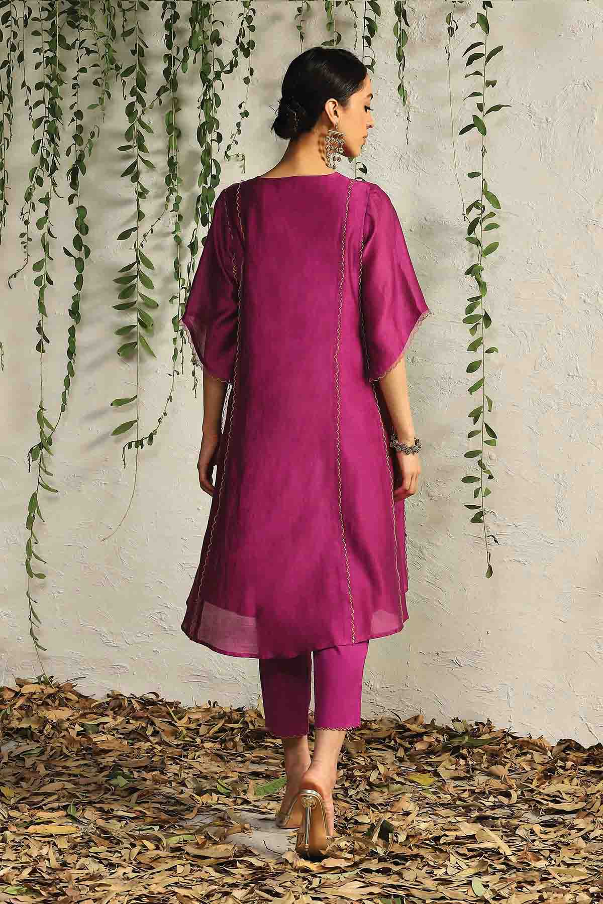 Pink Round Neck Short Kurta Set