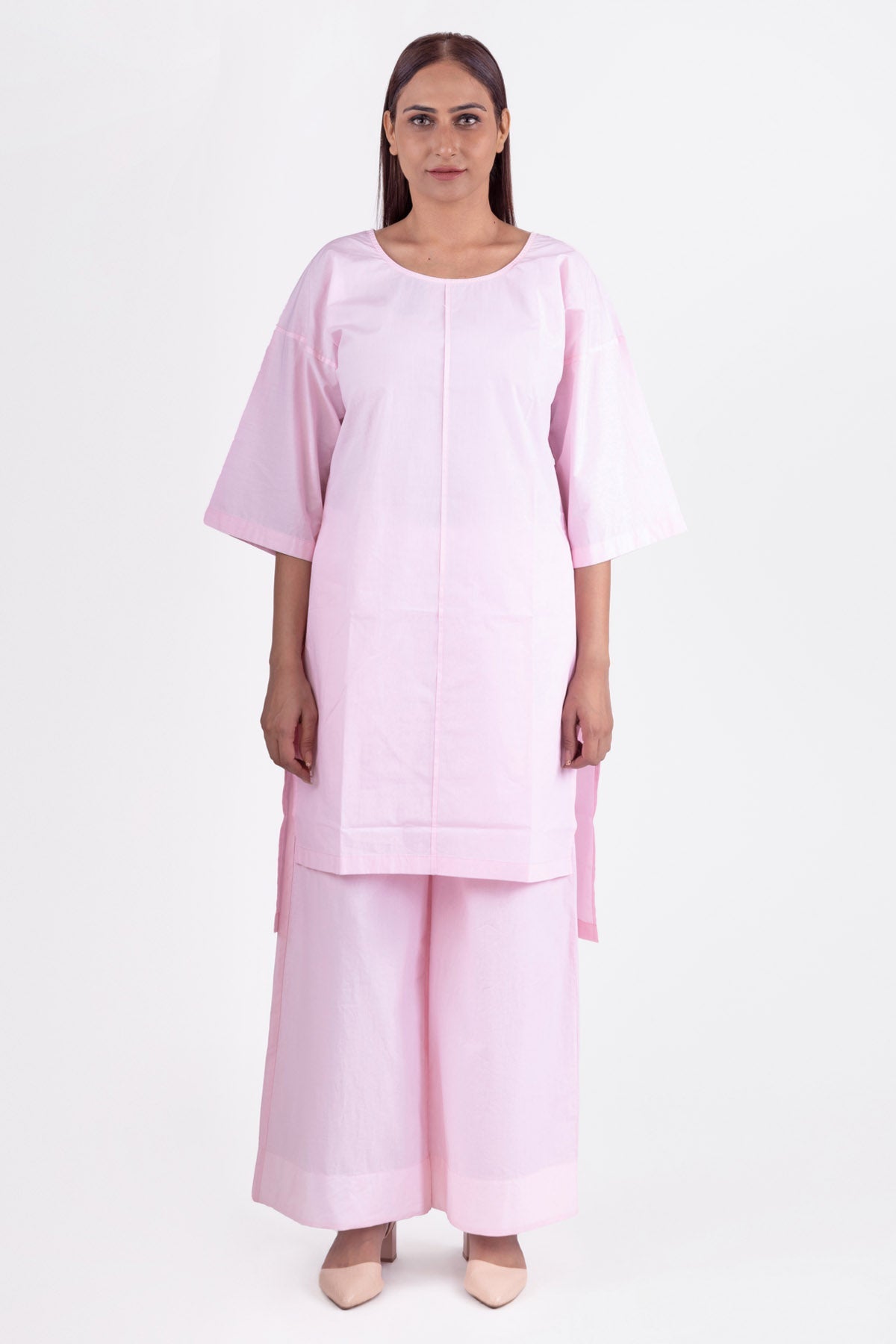 Khat Clothing Pink Round Neck Top & Pants for women online at ScrollnShops