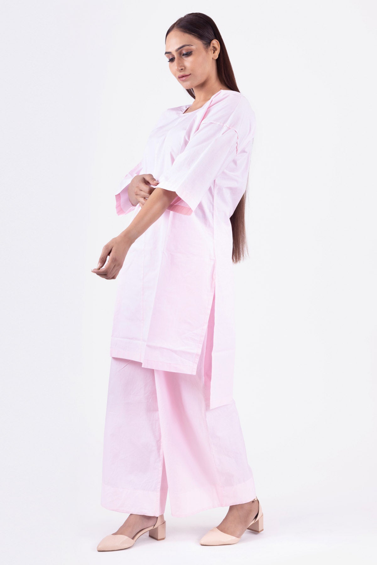 Pink Round Neck Top & Pants